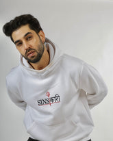 White Printed Heavy Hoodie