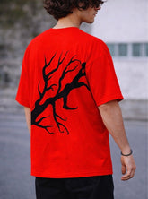 "Quoted monster hand" Red oversized t-shirt