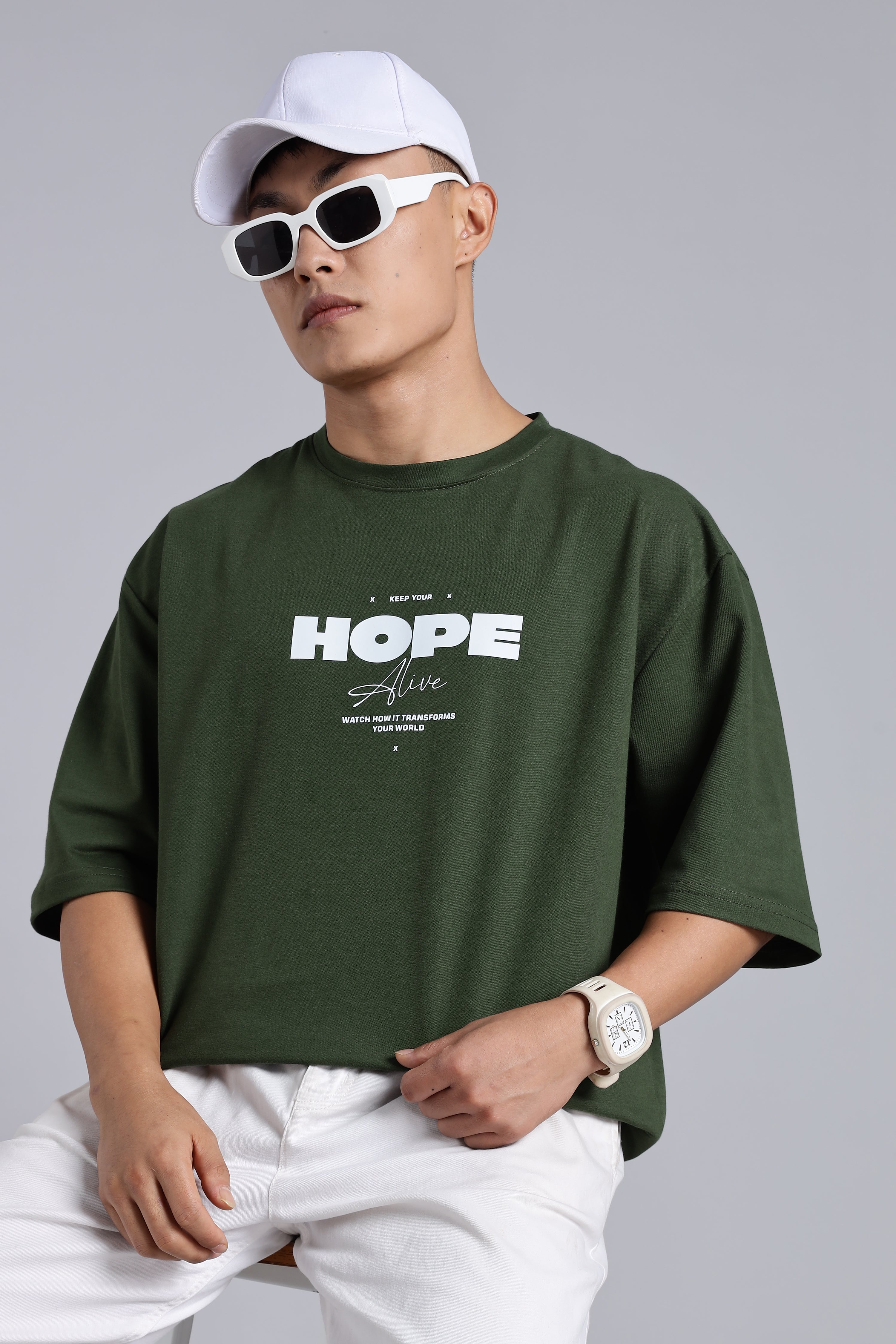 Sinners choice Olive oversized t-shirt Secondary image