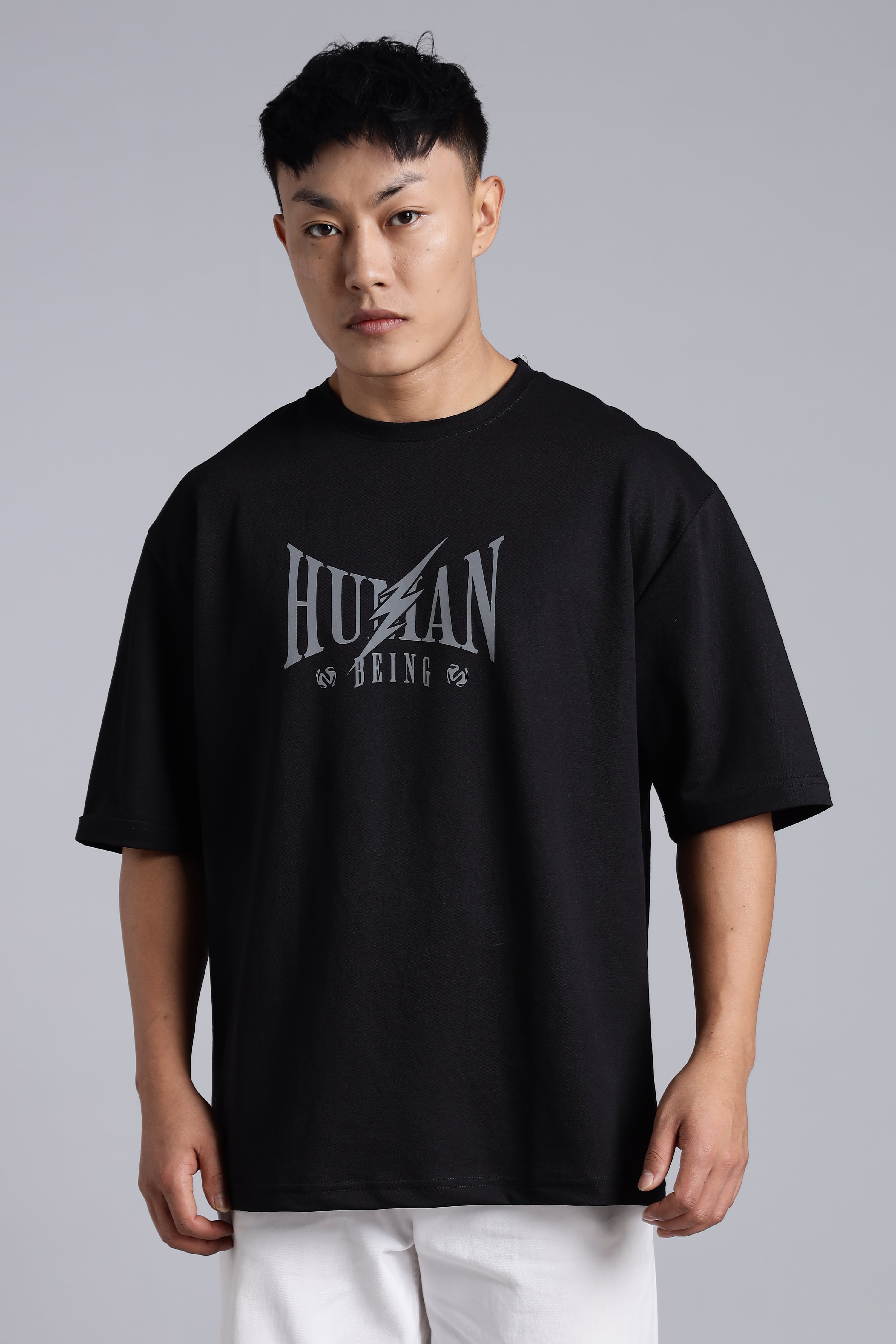 Human being black oversized T-shirt