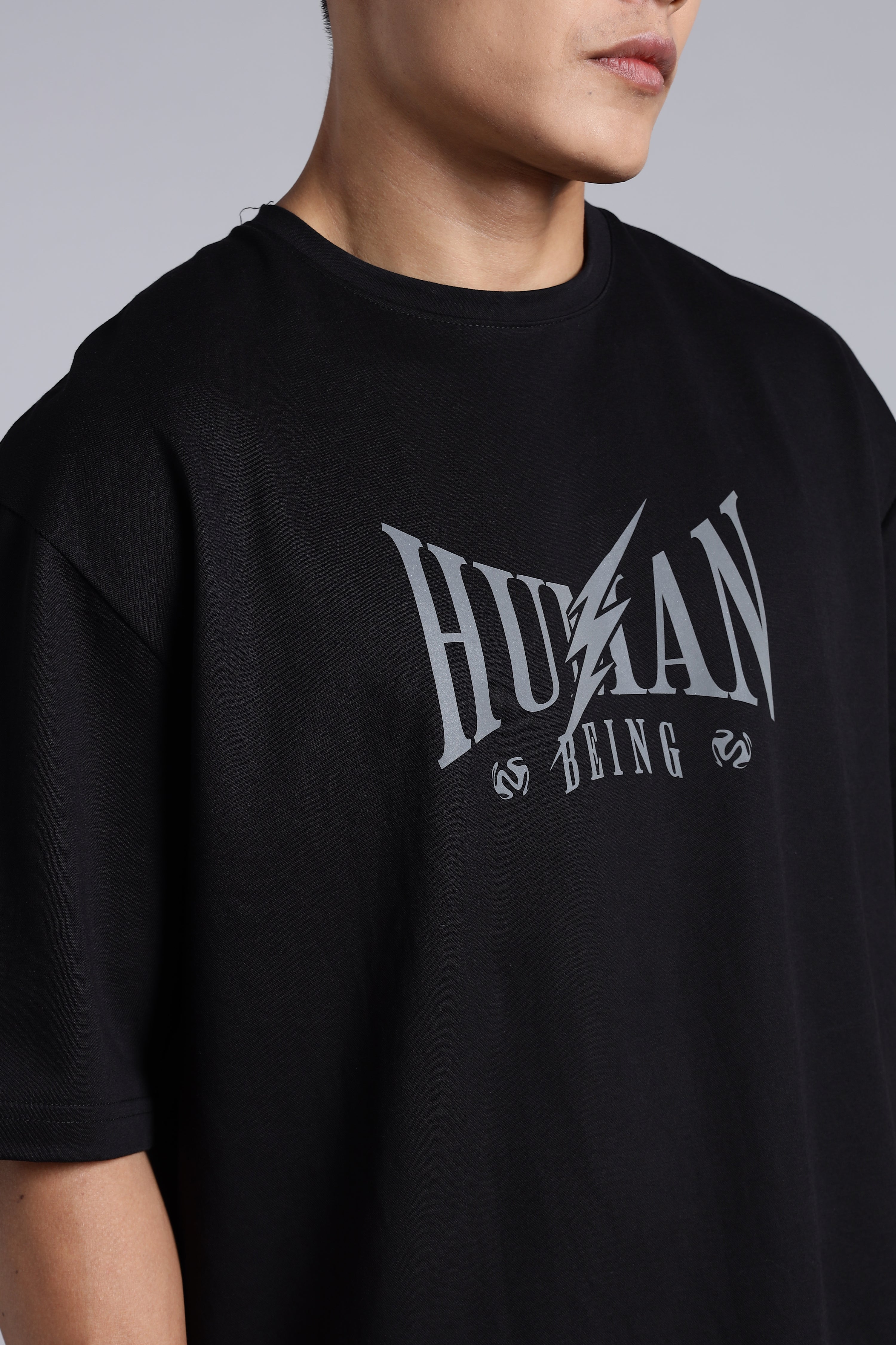 Human being black oversized T-shirt