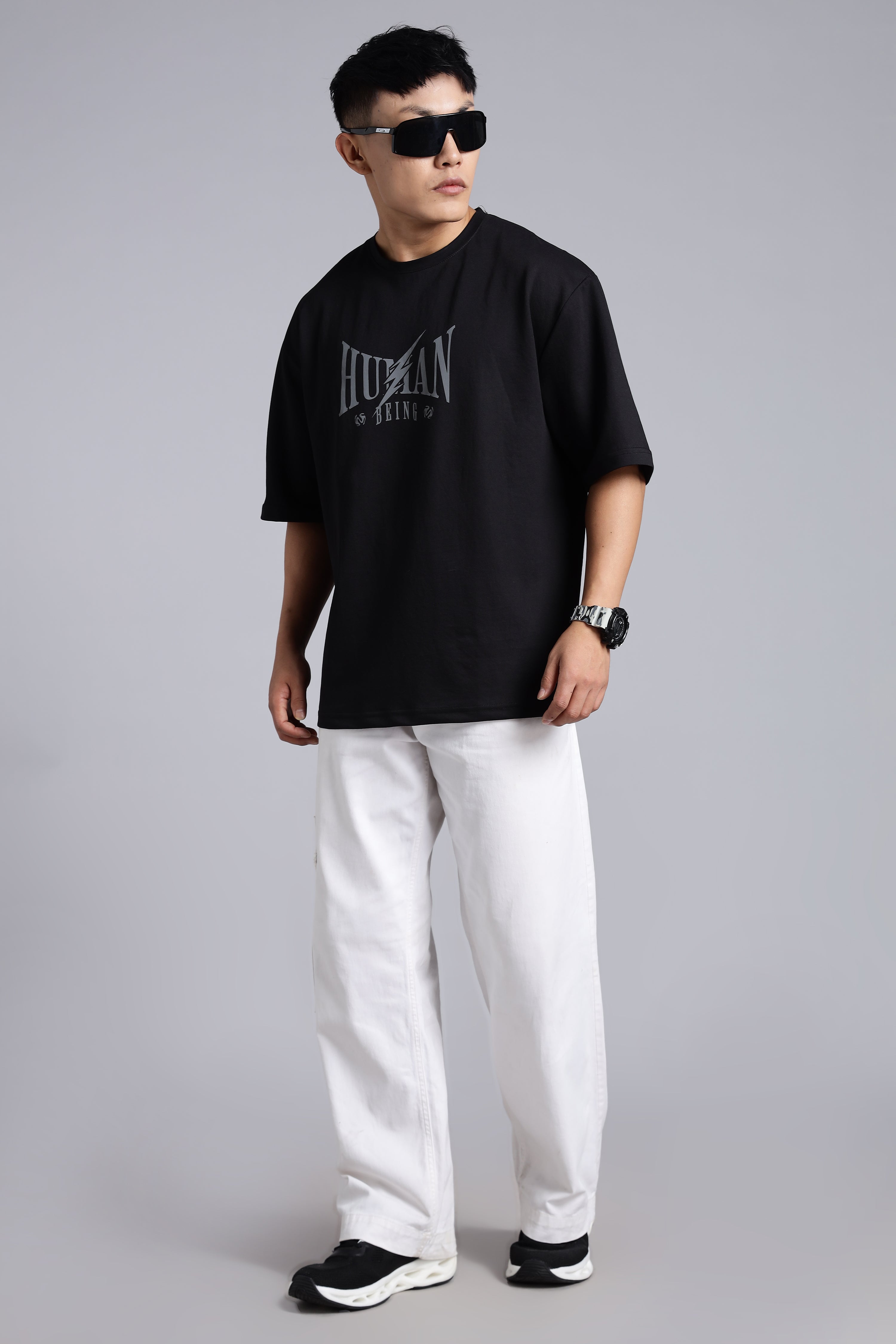 Human being black oversized T-shirt