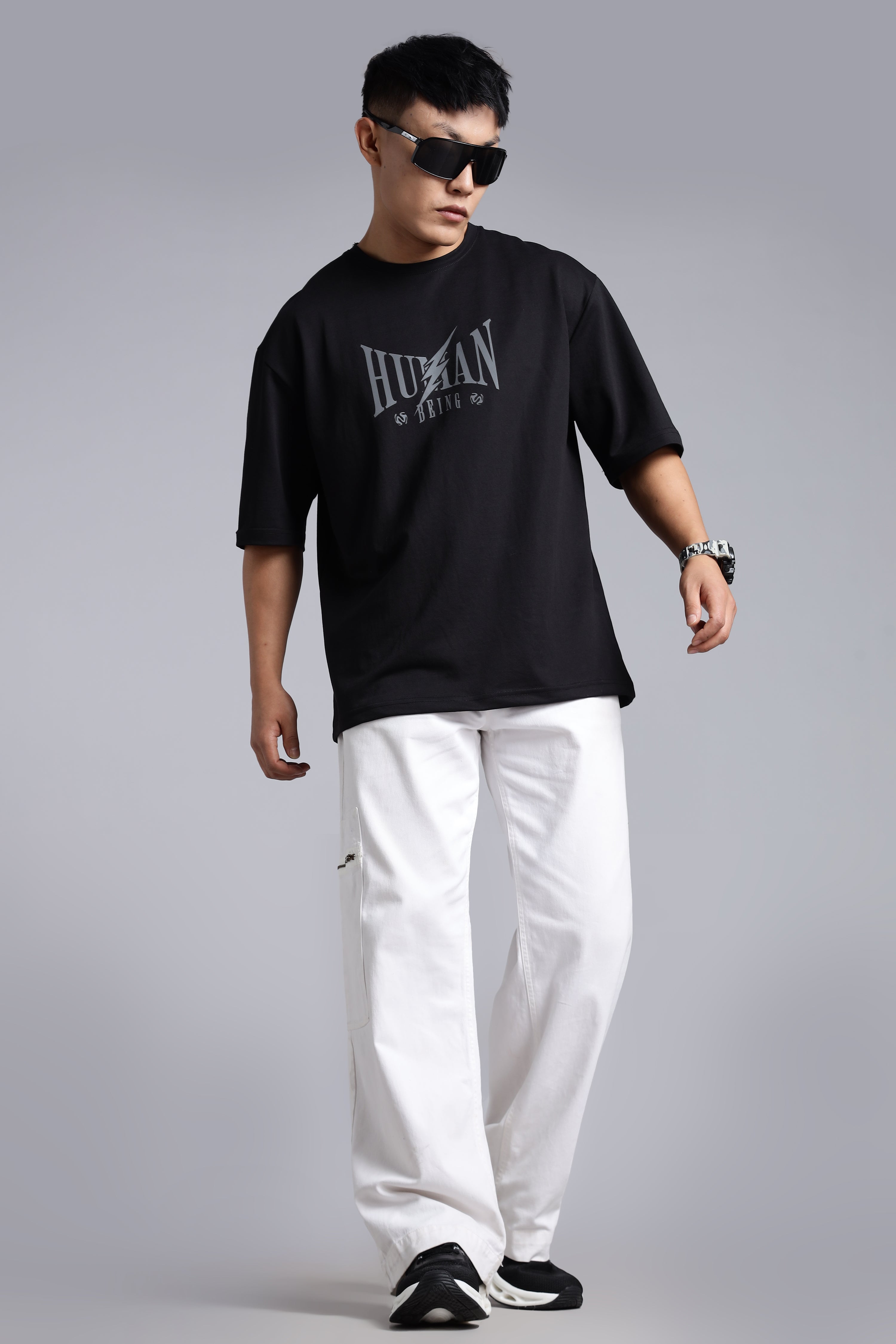 Human being black oversized T-shirt