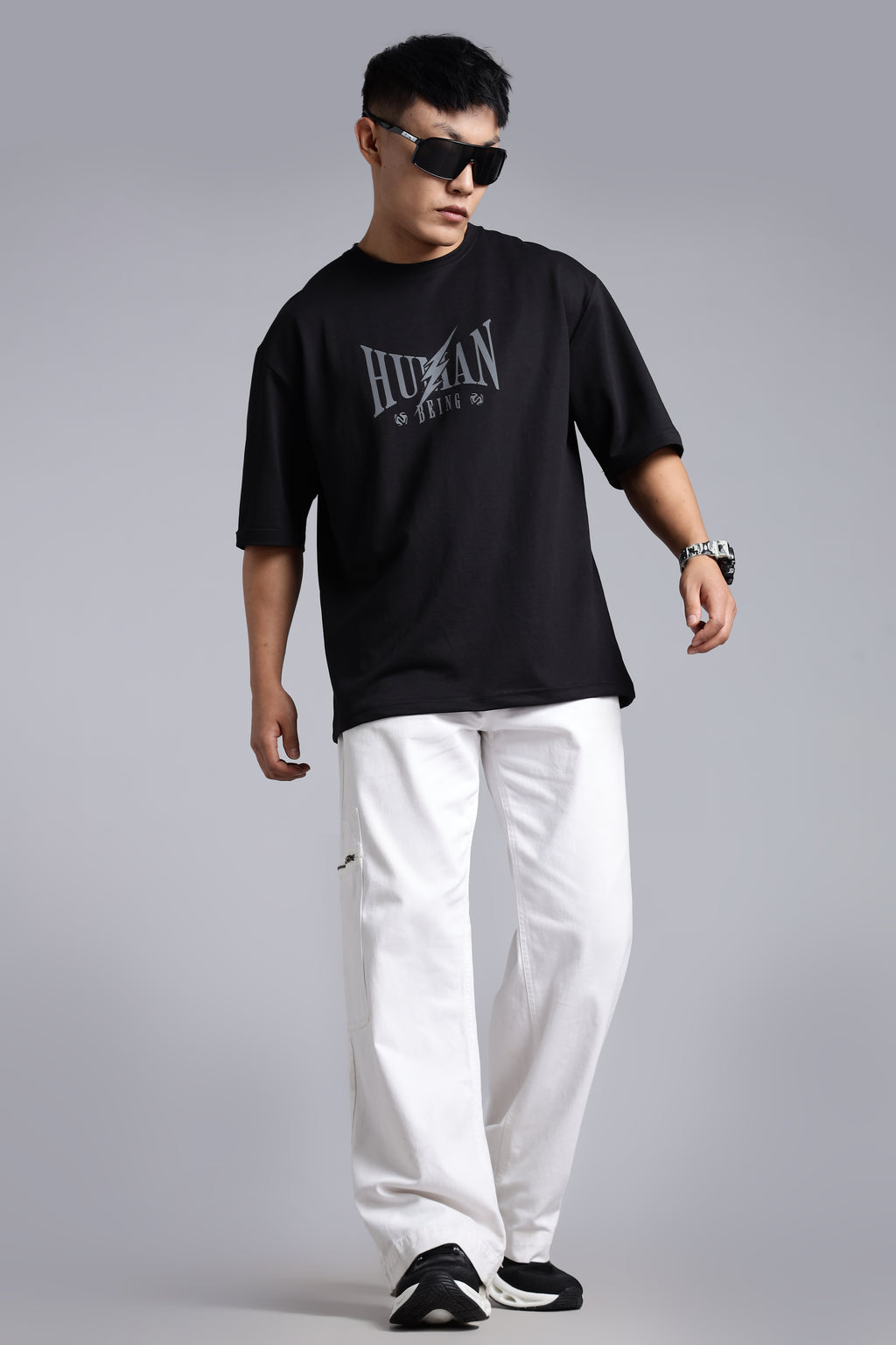 Human being black oversized T-shirt