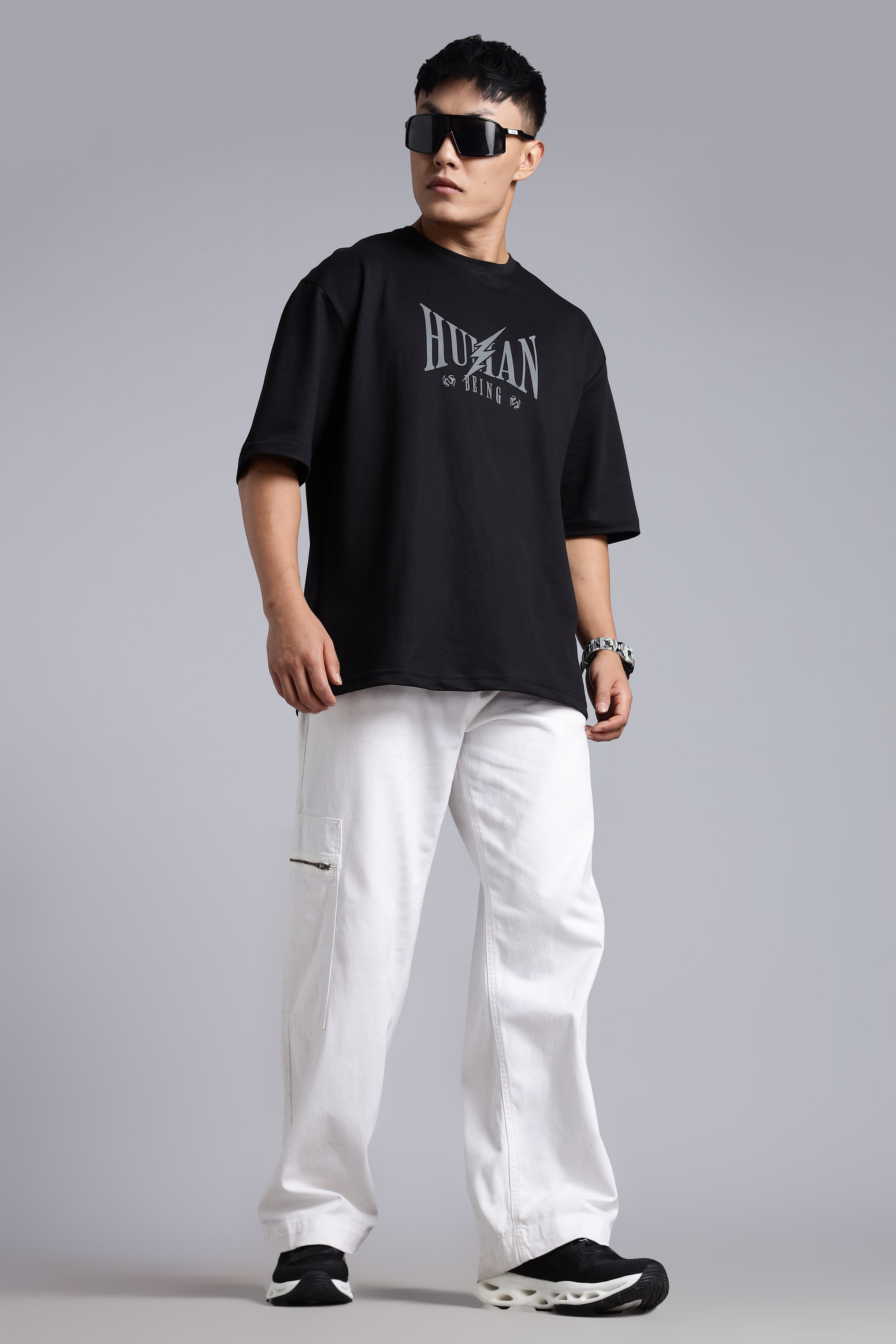Human being black oversized T-shirt