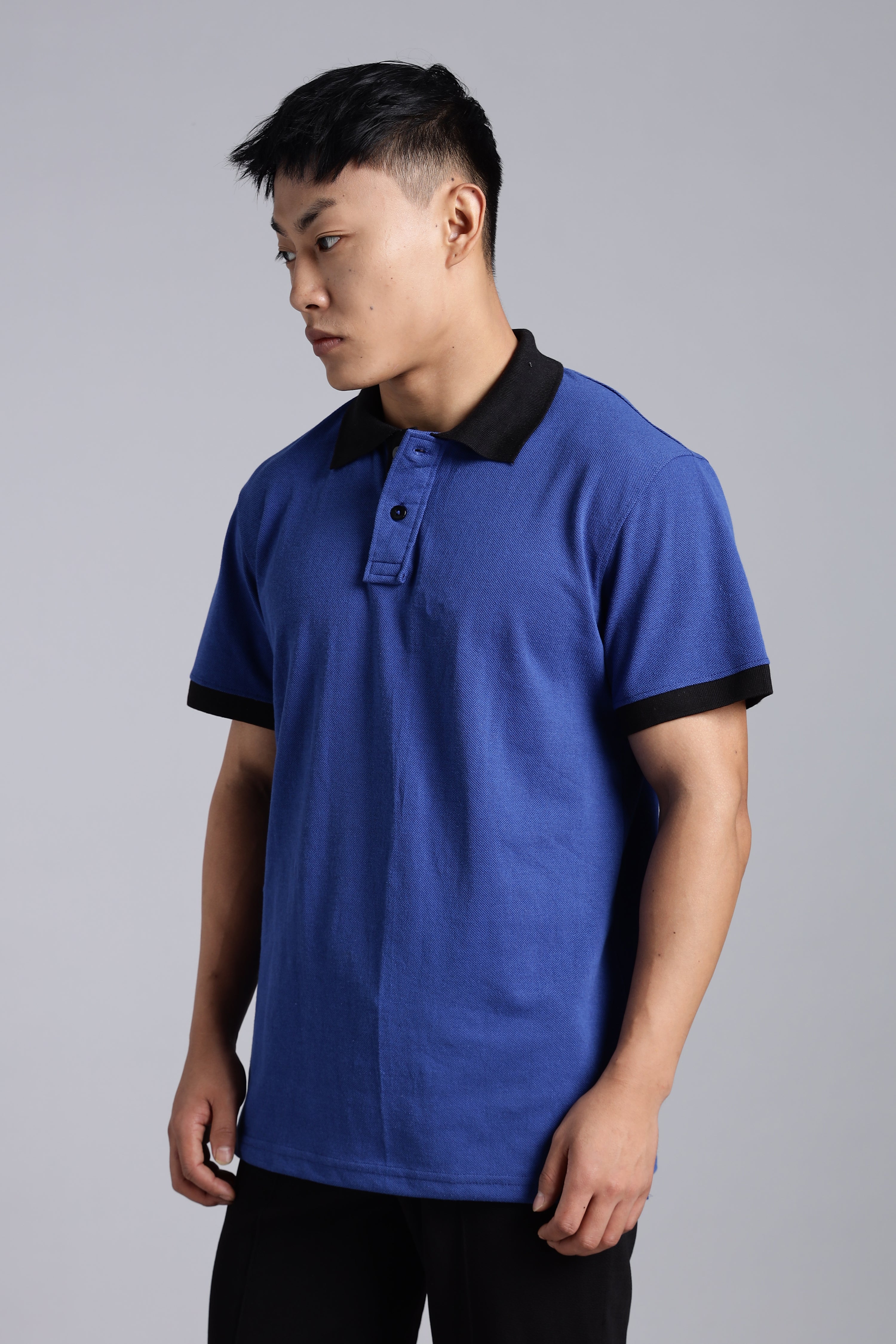 Airforce blue Contrast Polo T-shirt