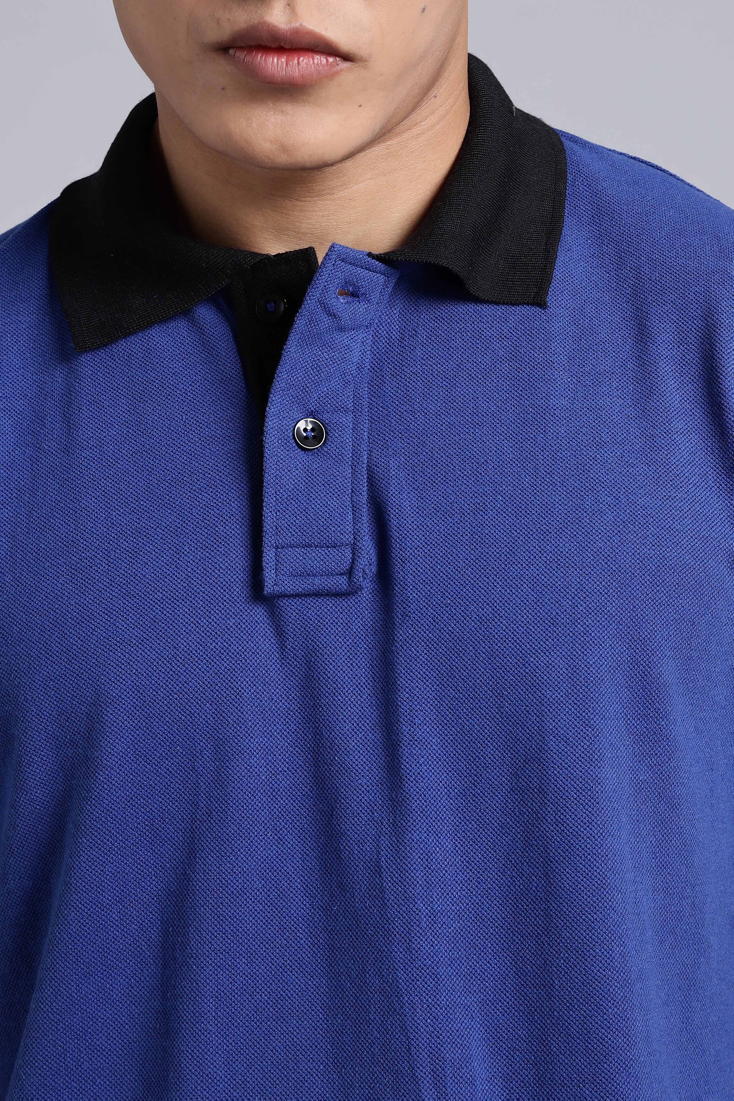 Airforce blue Contrast Polo T-shirt