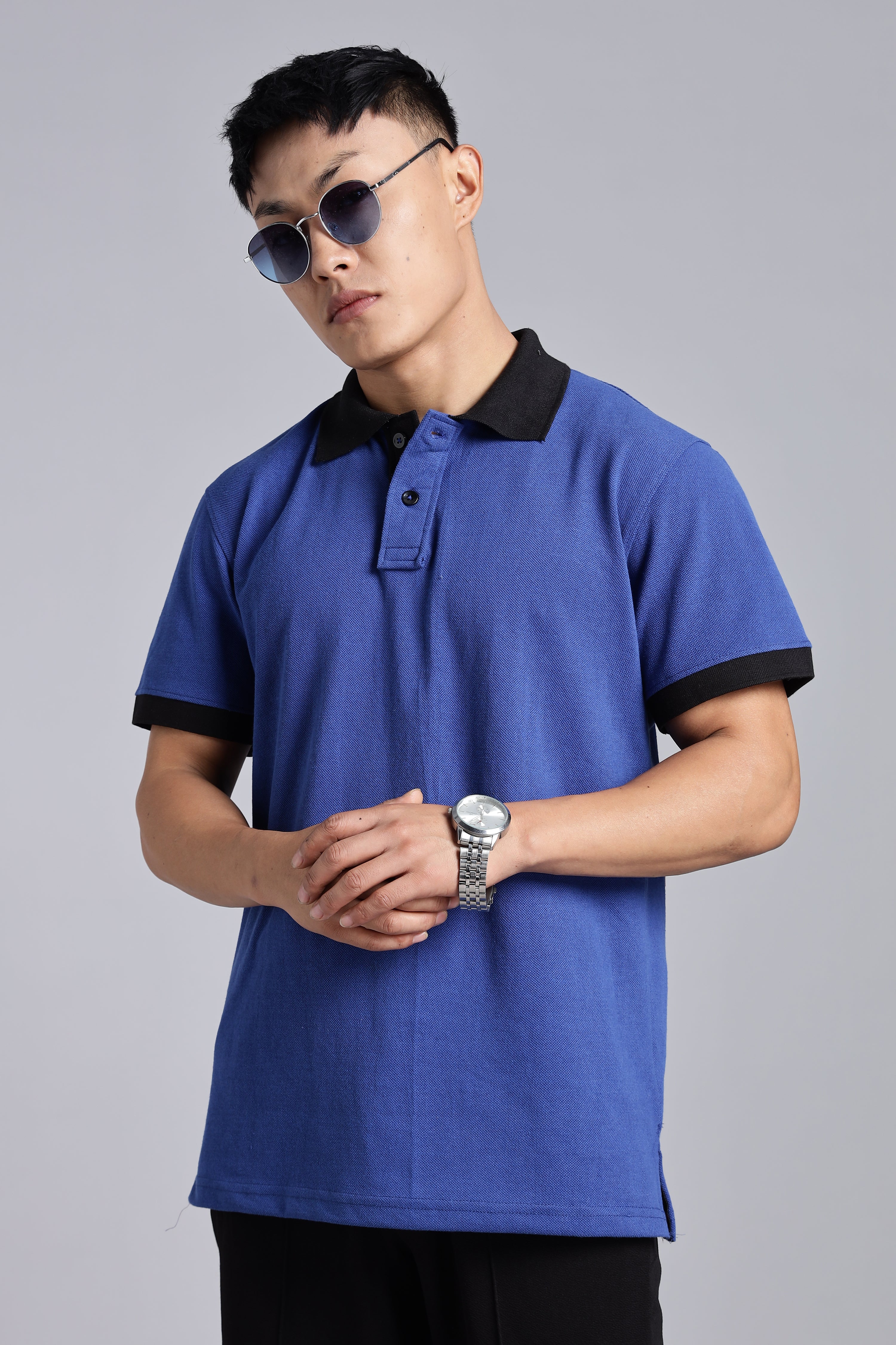 Airforce blue Contrast Polo T-shirt Secondary image