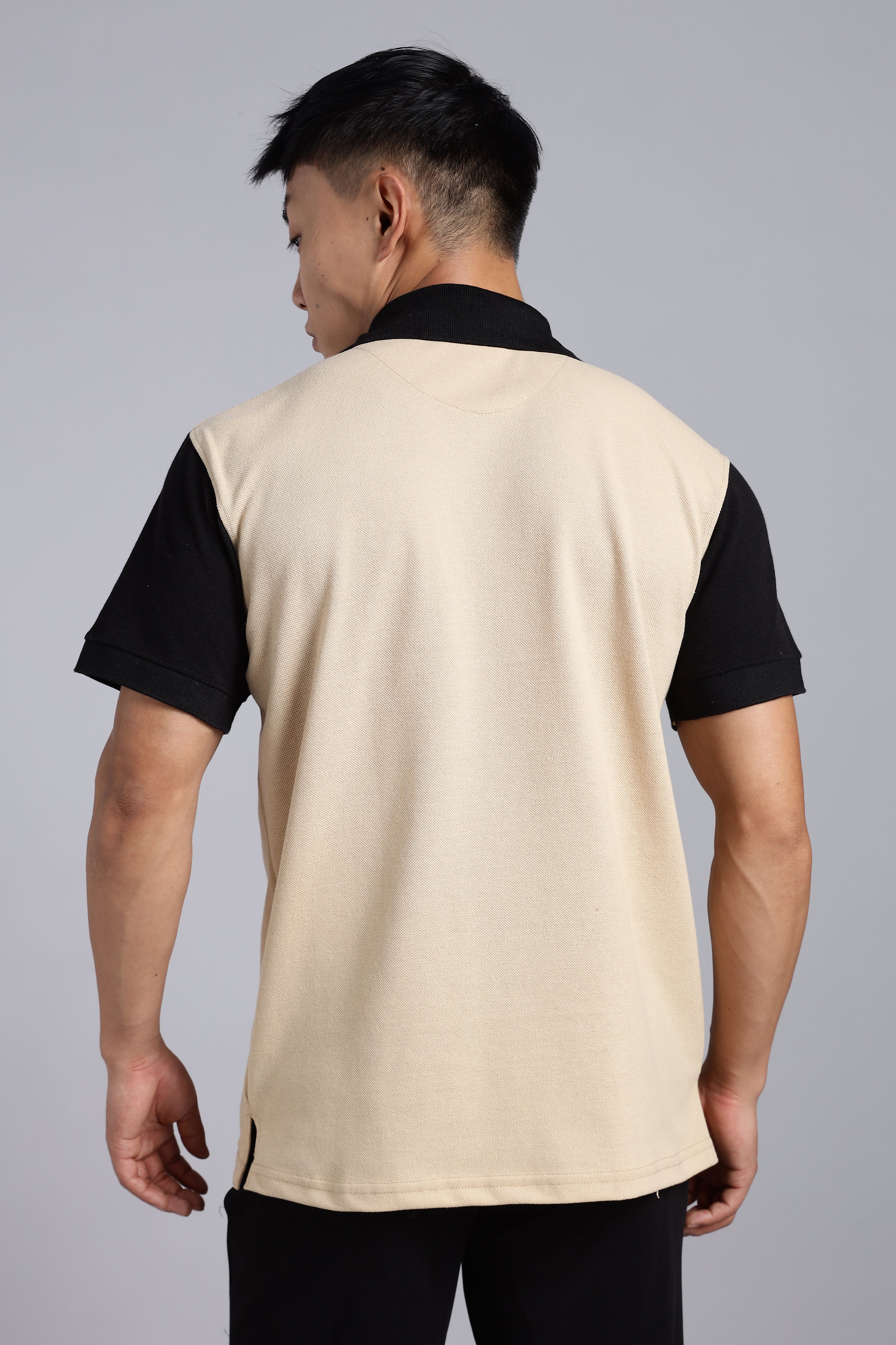 Beige Contrast Polo T-shirt
