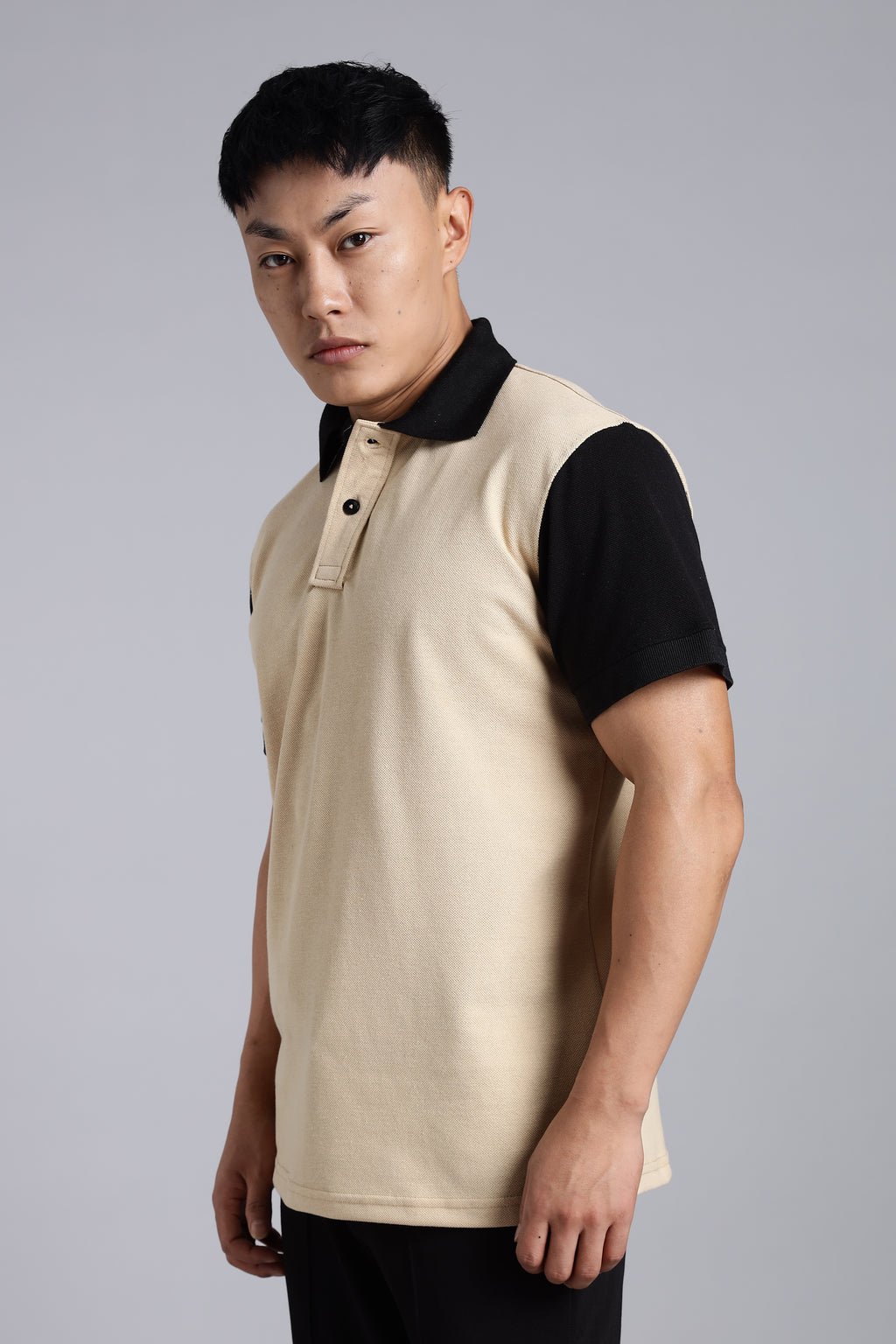 Beige Contrast Polo T-shirt