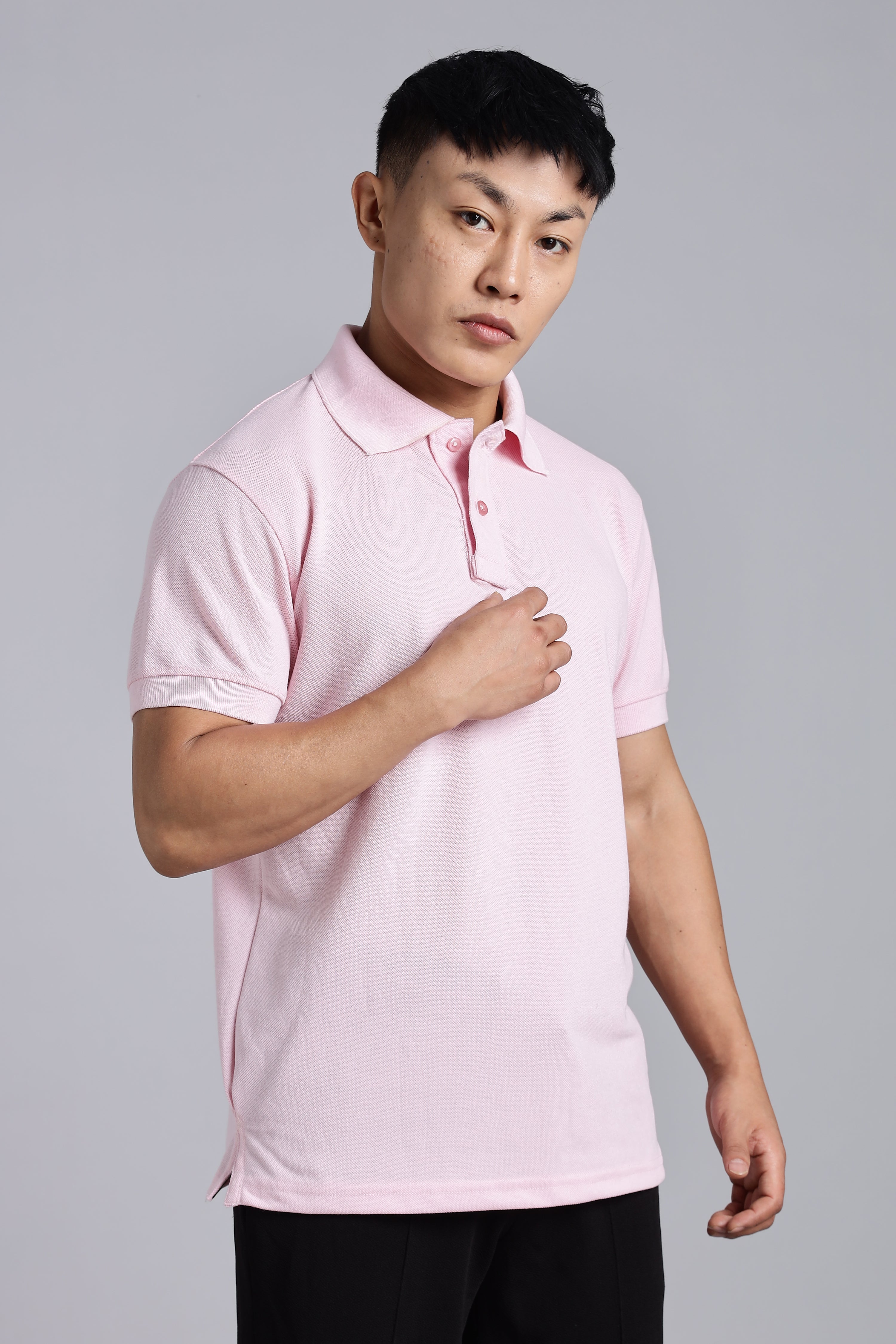 Solid Pink Polo T-shirt