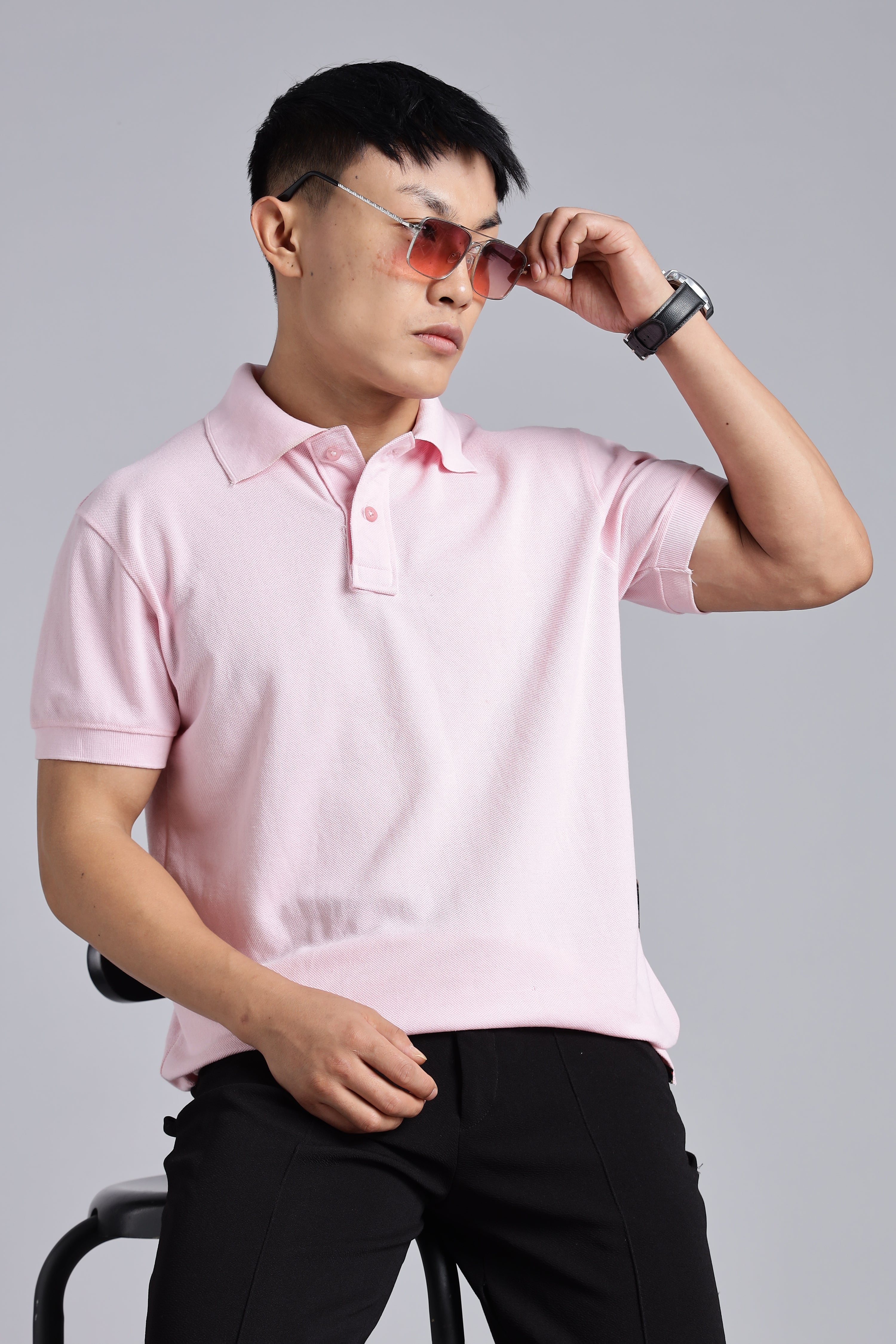 Solid Pink Polo T-shirt