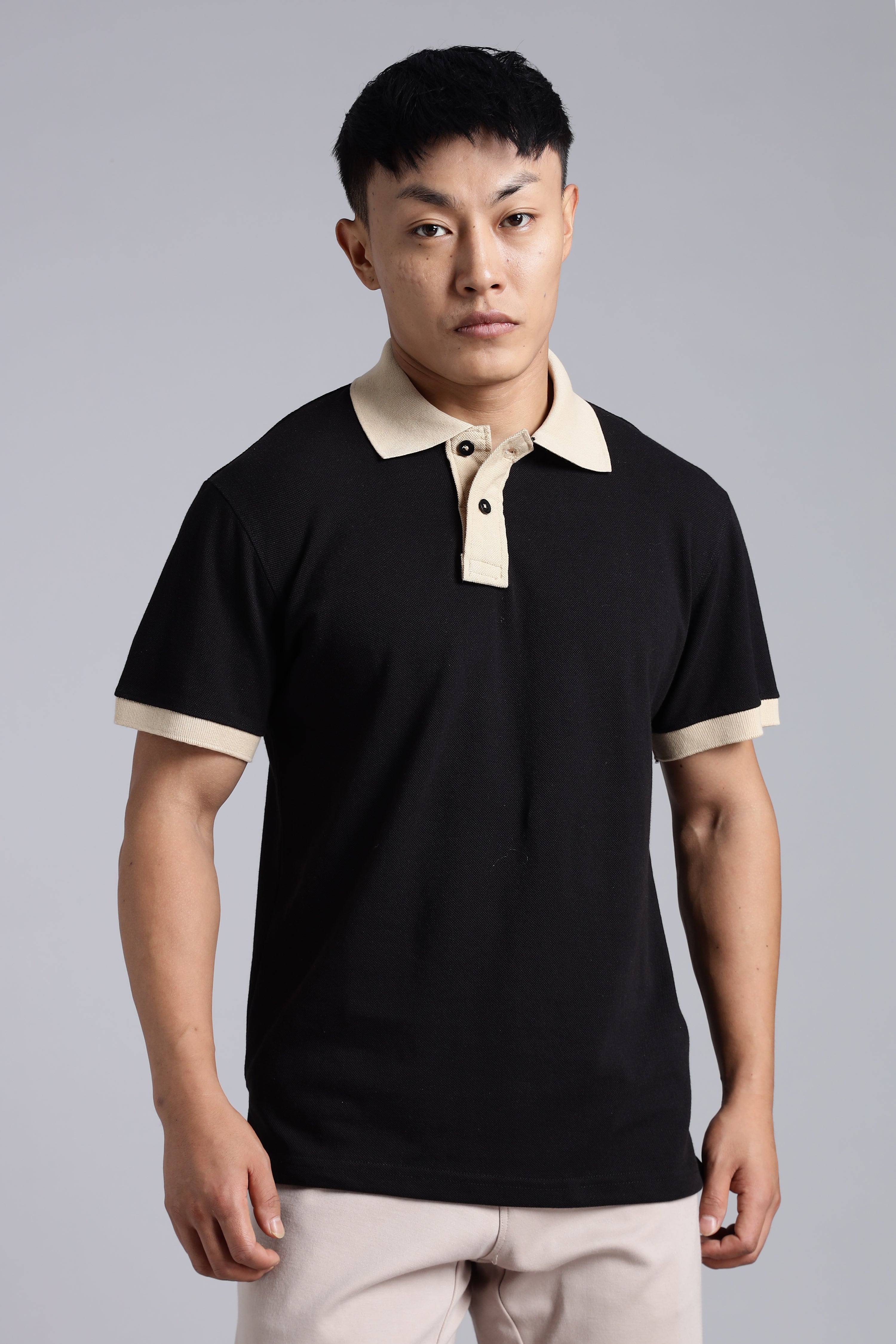 Black contrast Polo T-shirt