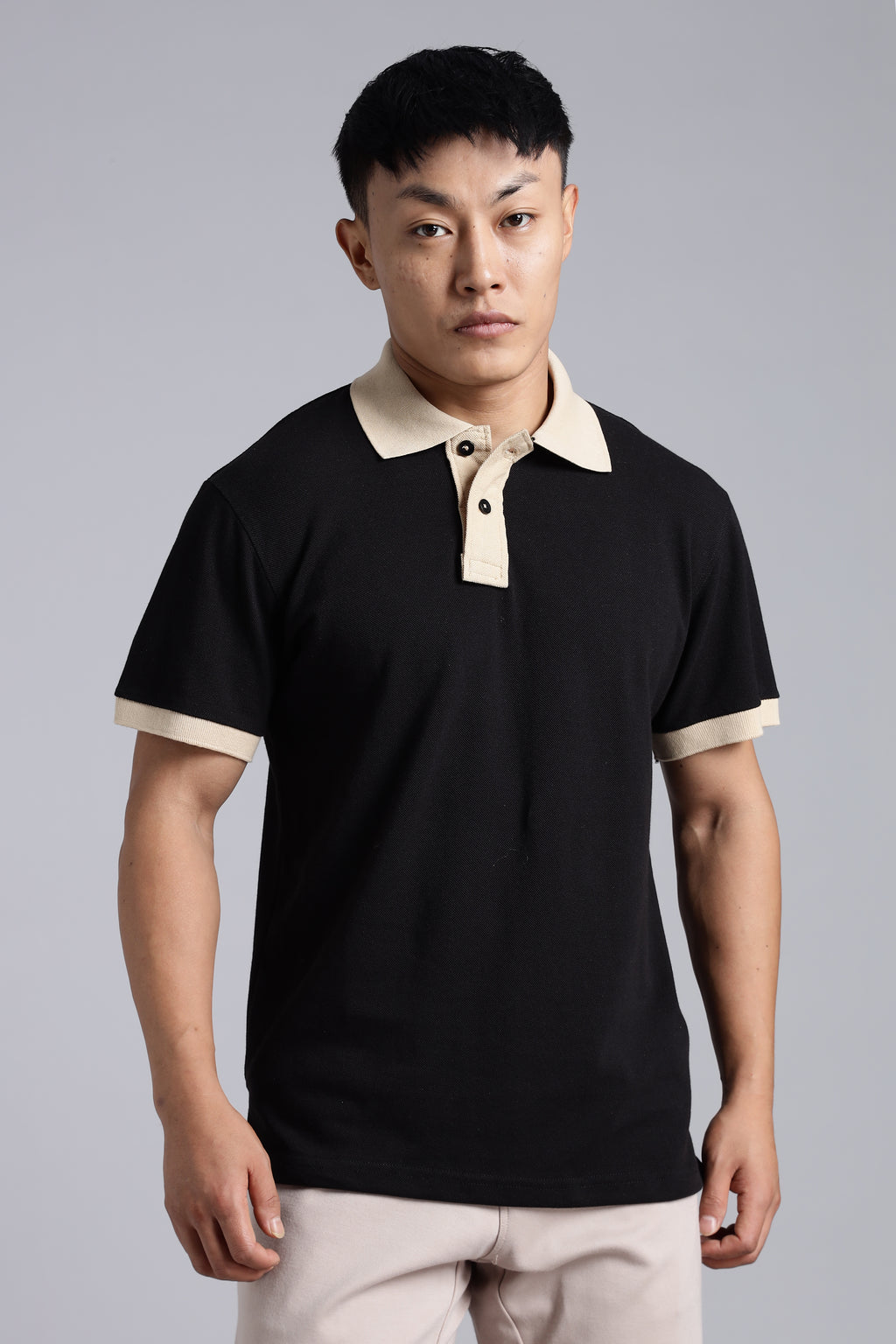 Black contrast Polo T-shirt