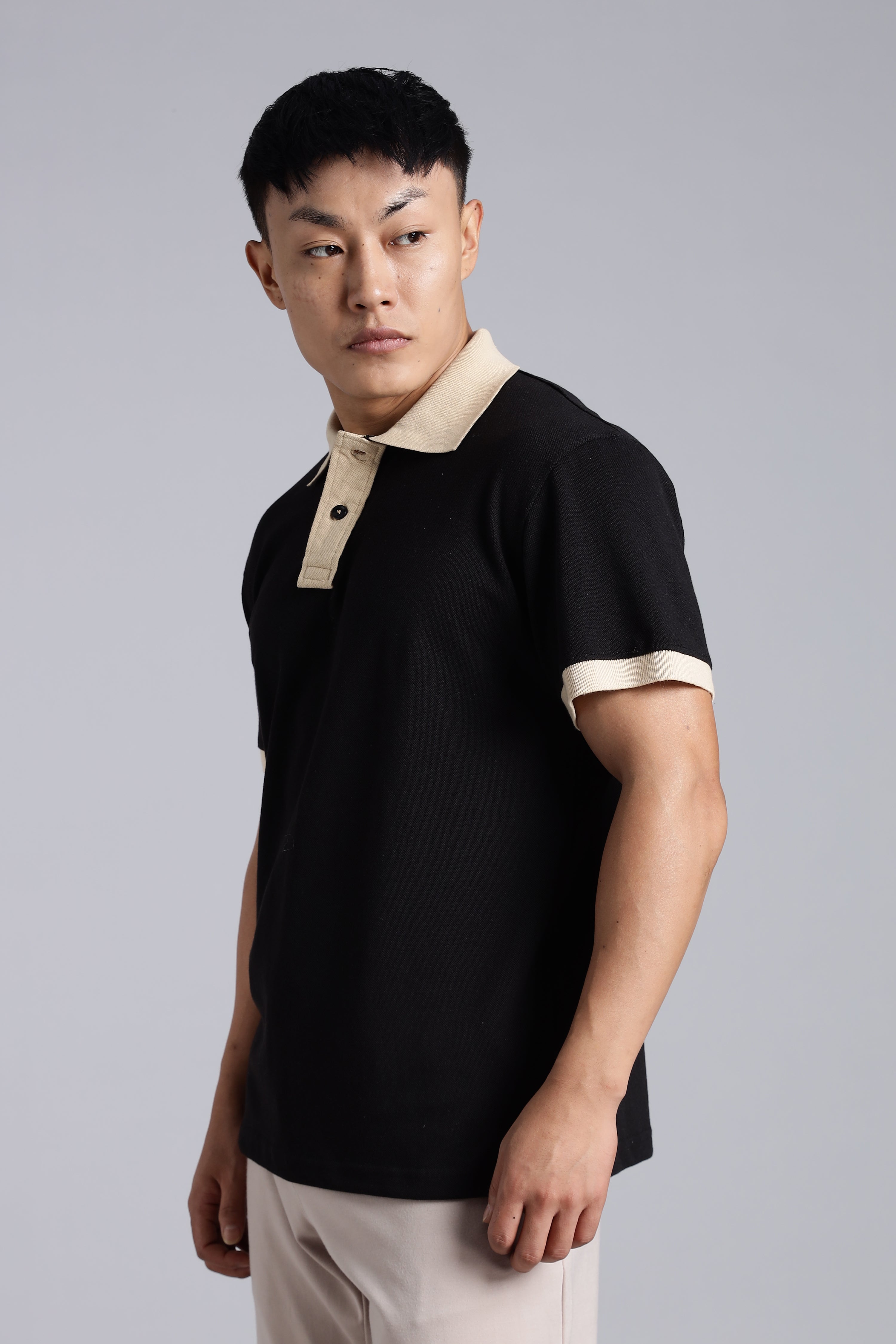 Black contrast Polo T-shirt