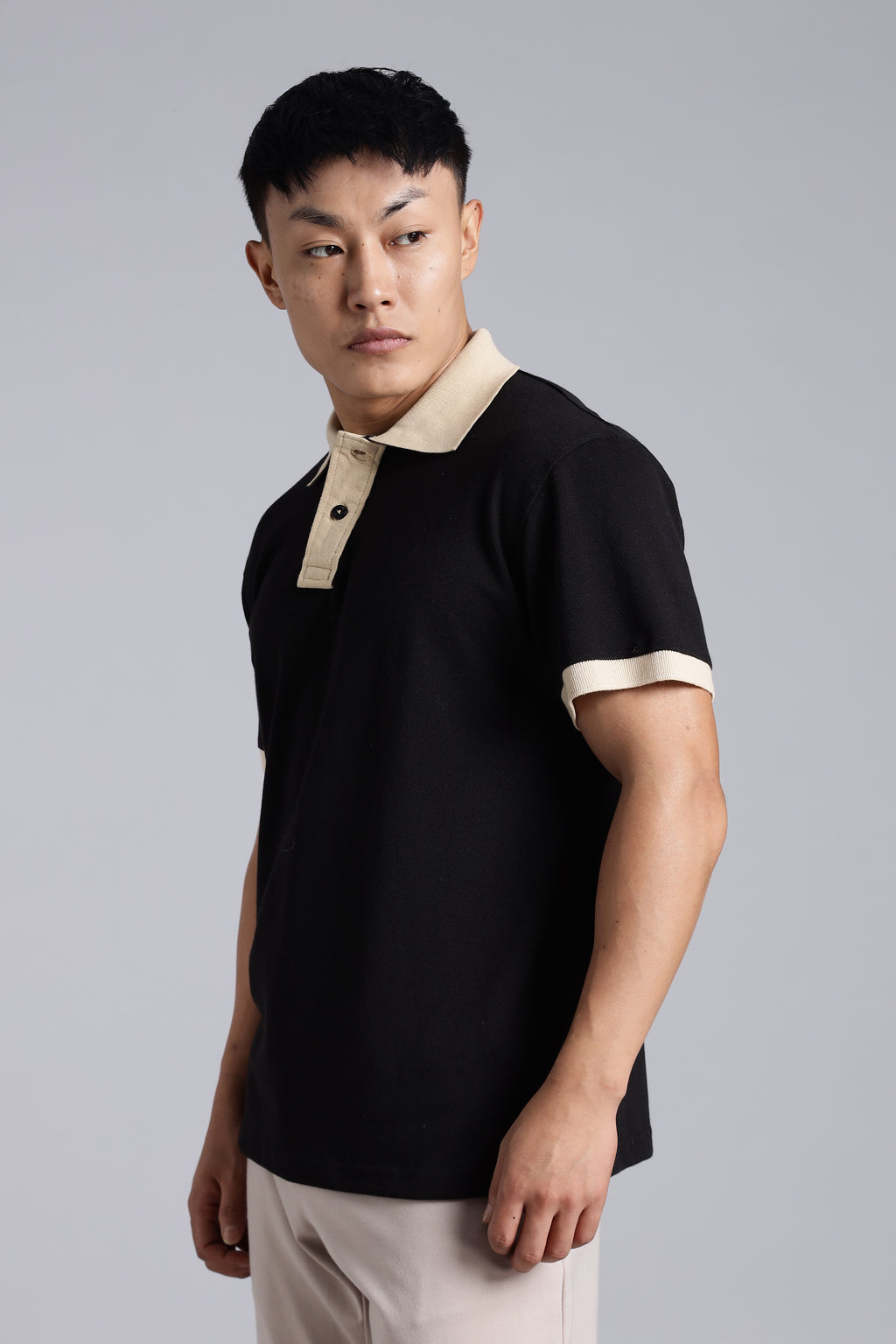 Black contrast Polo T-shirt
