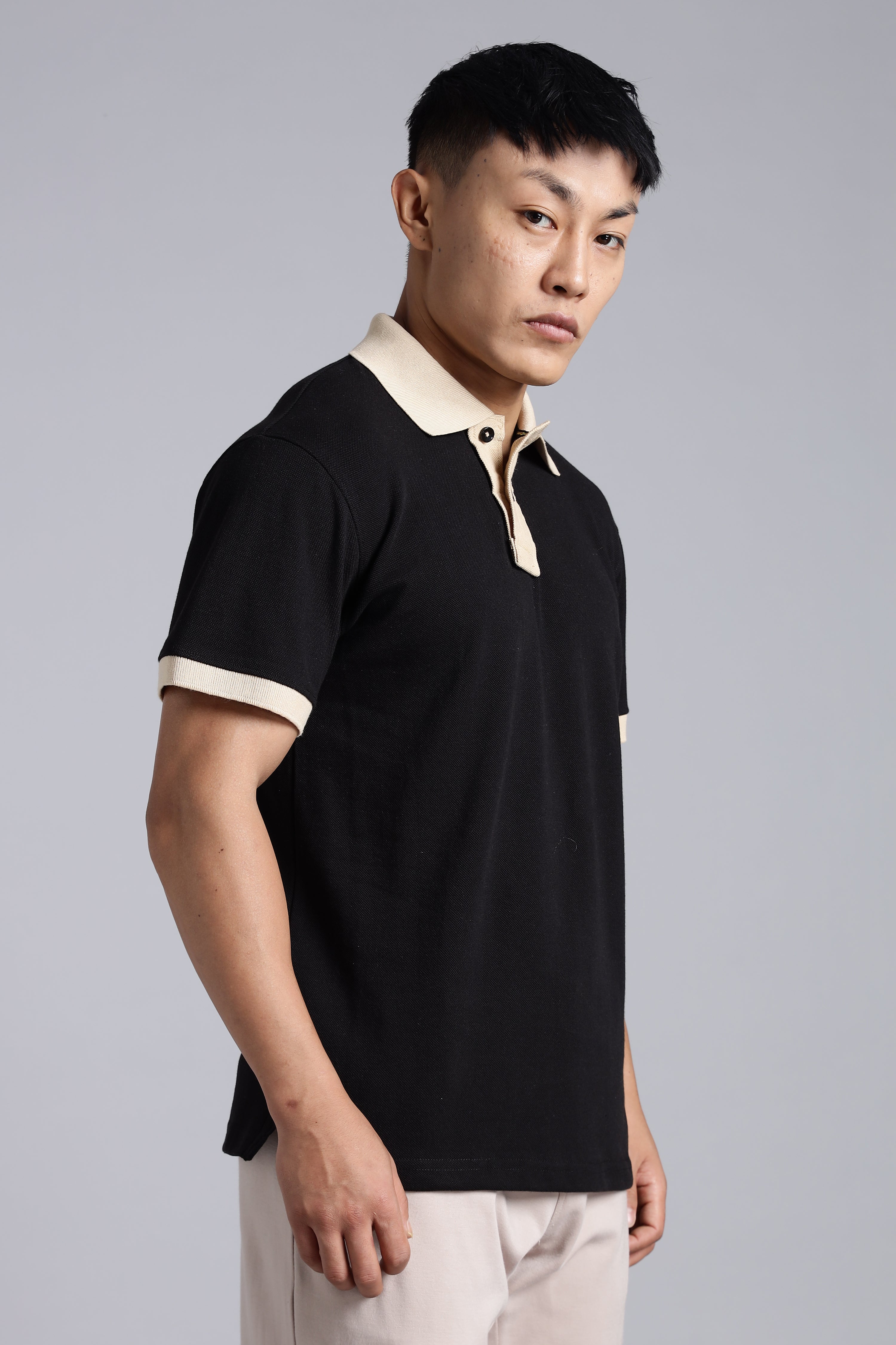 Black contrast Polo T-shirt