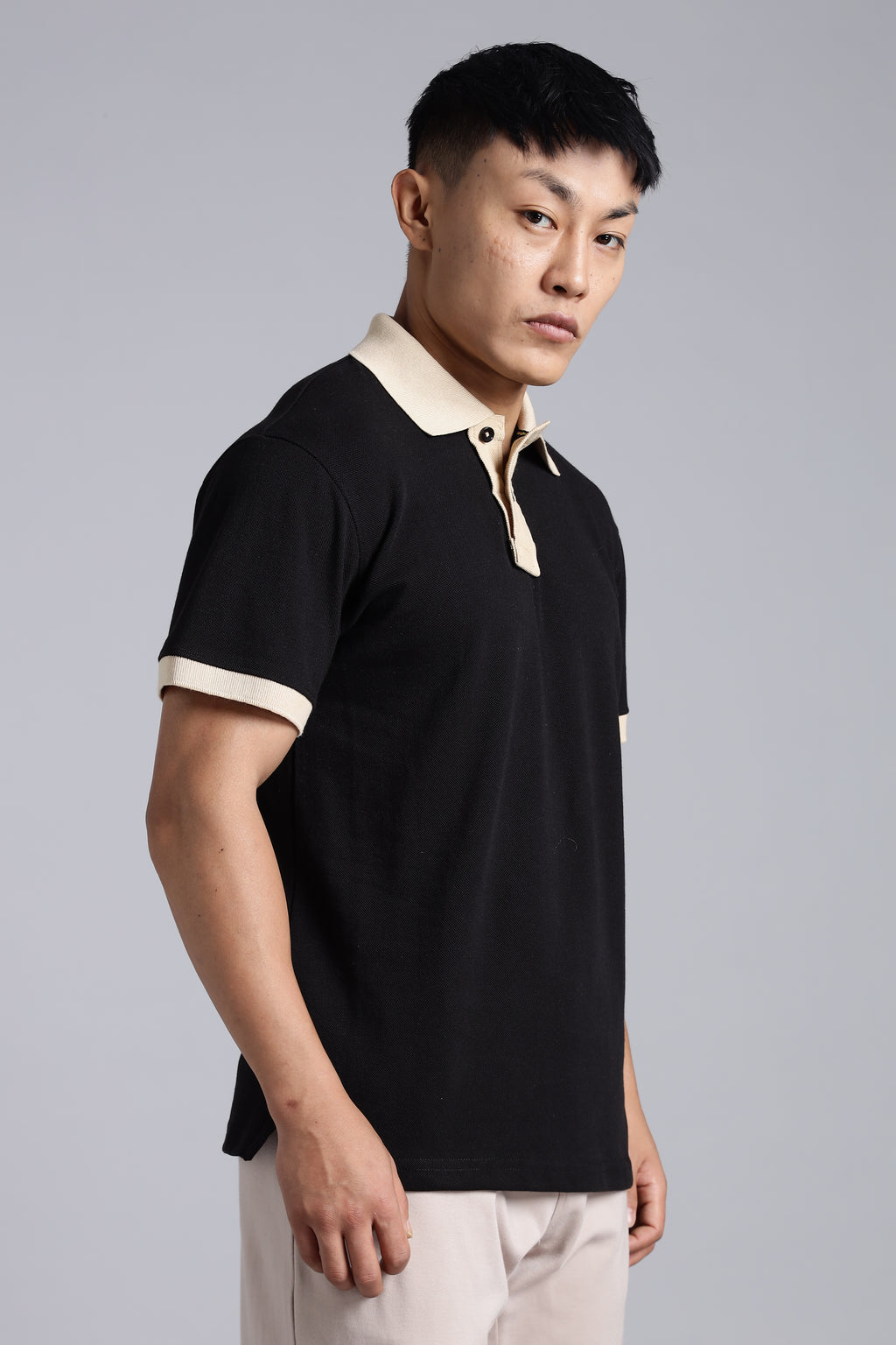 Black contrast Polo T-shirt