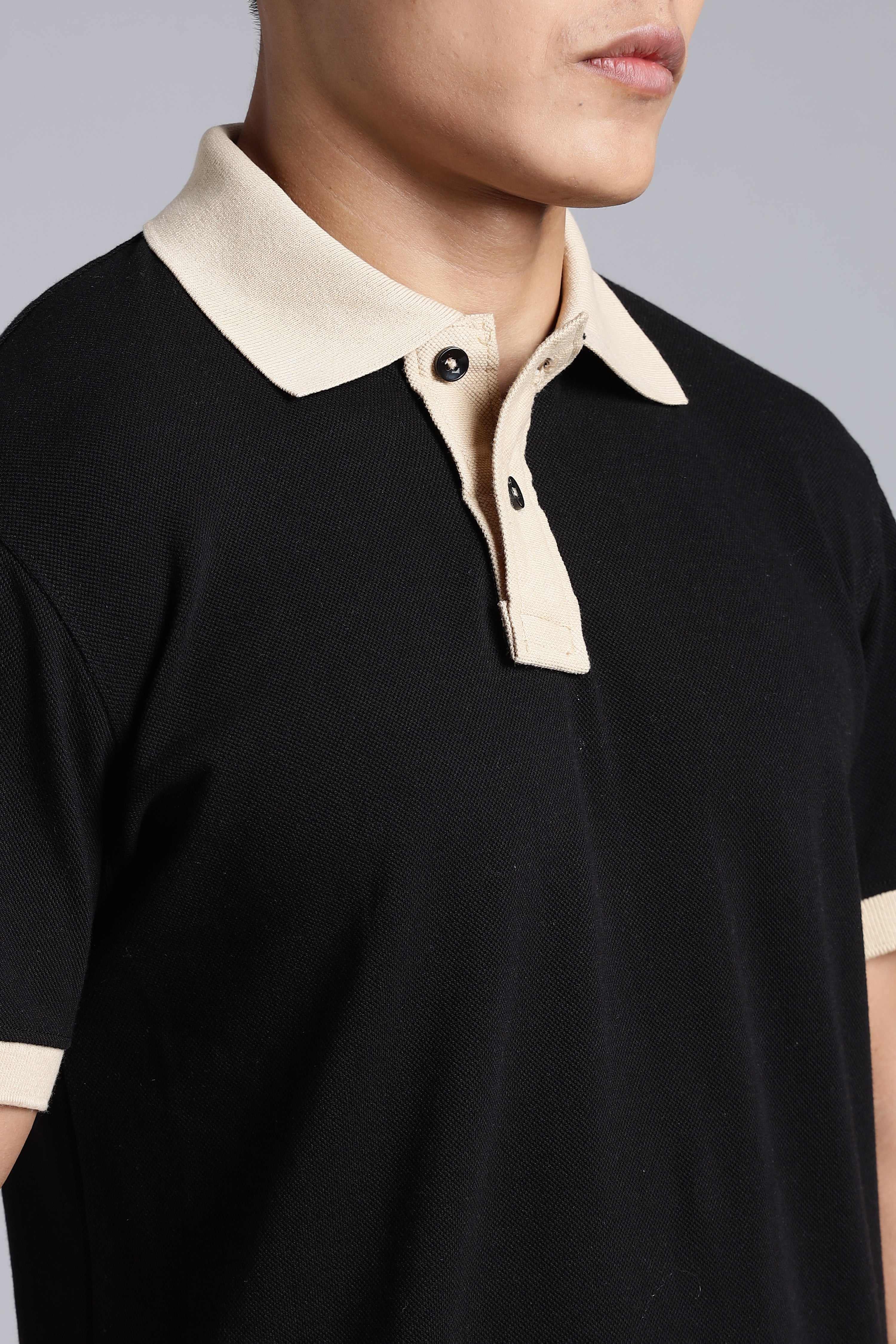 Black contrast Polo T-shirt