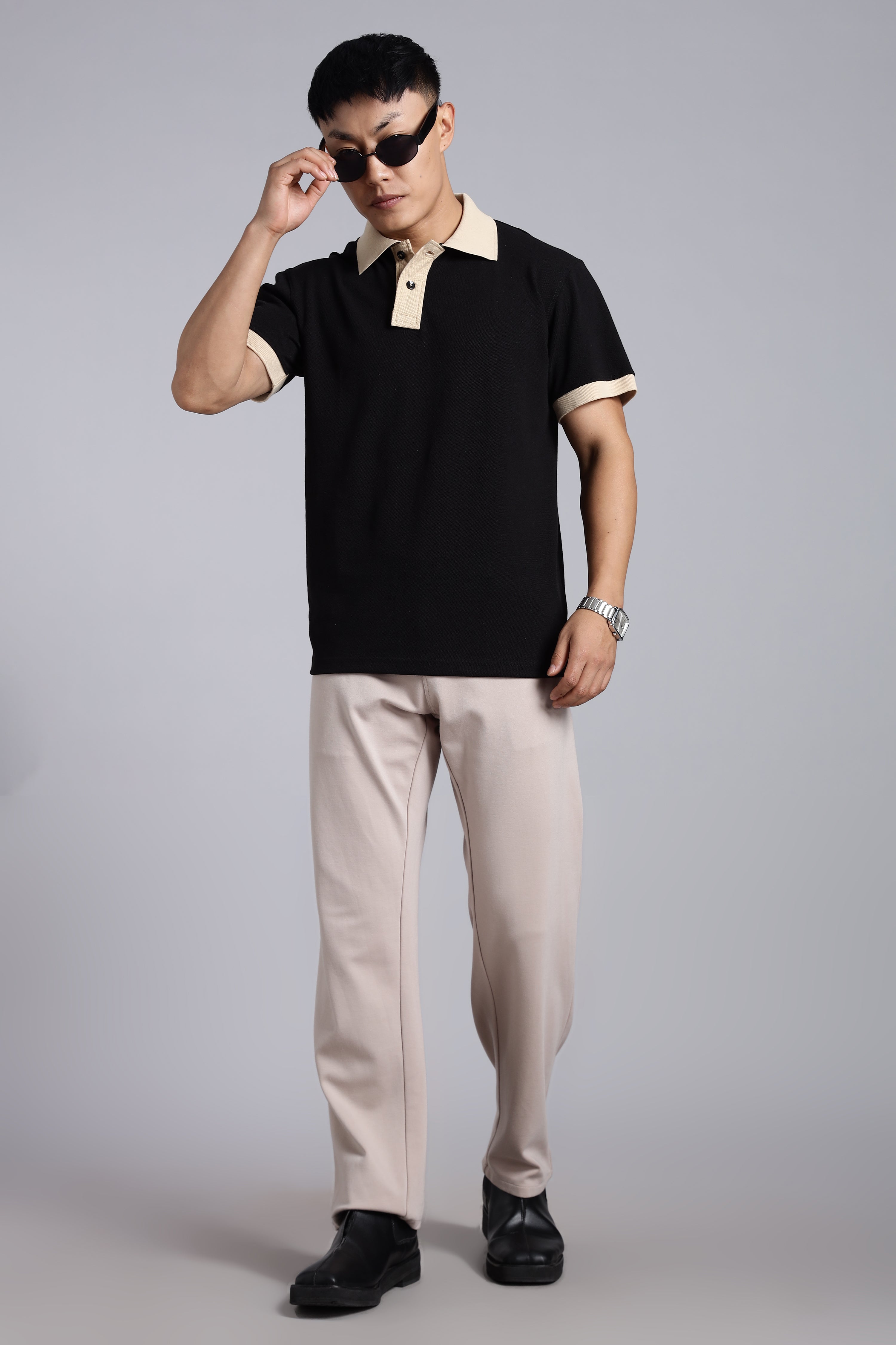 Black contrast Polo T-shirt Main image