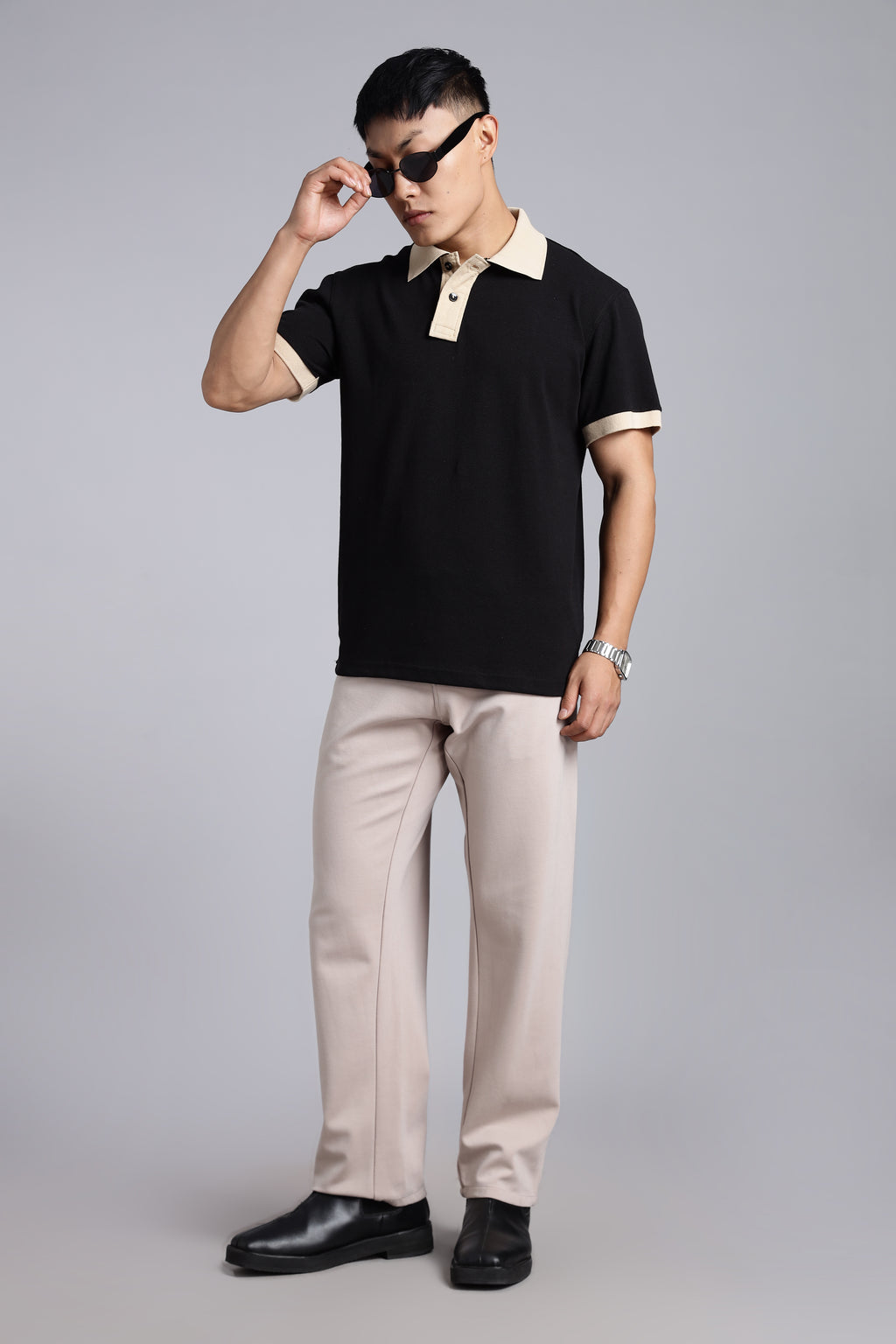 Black contrast Polo T-shirt