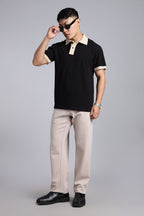 Black contrast Polo T-shirt