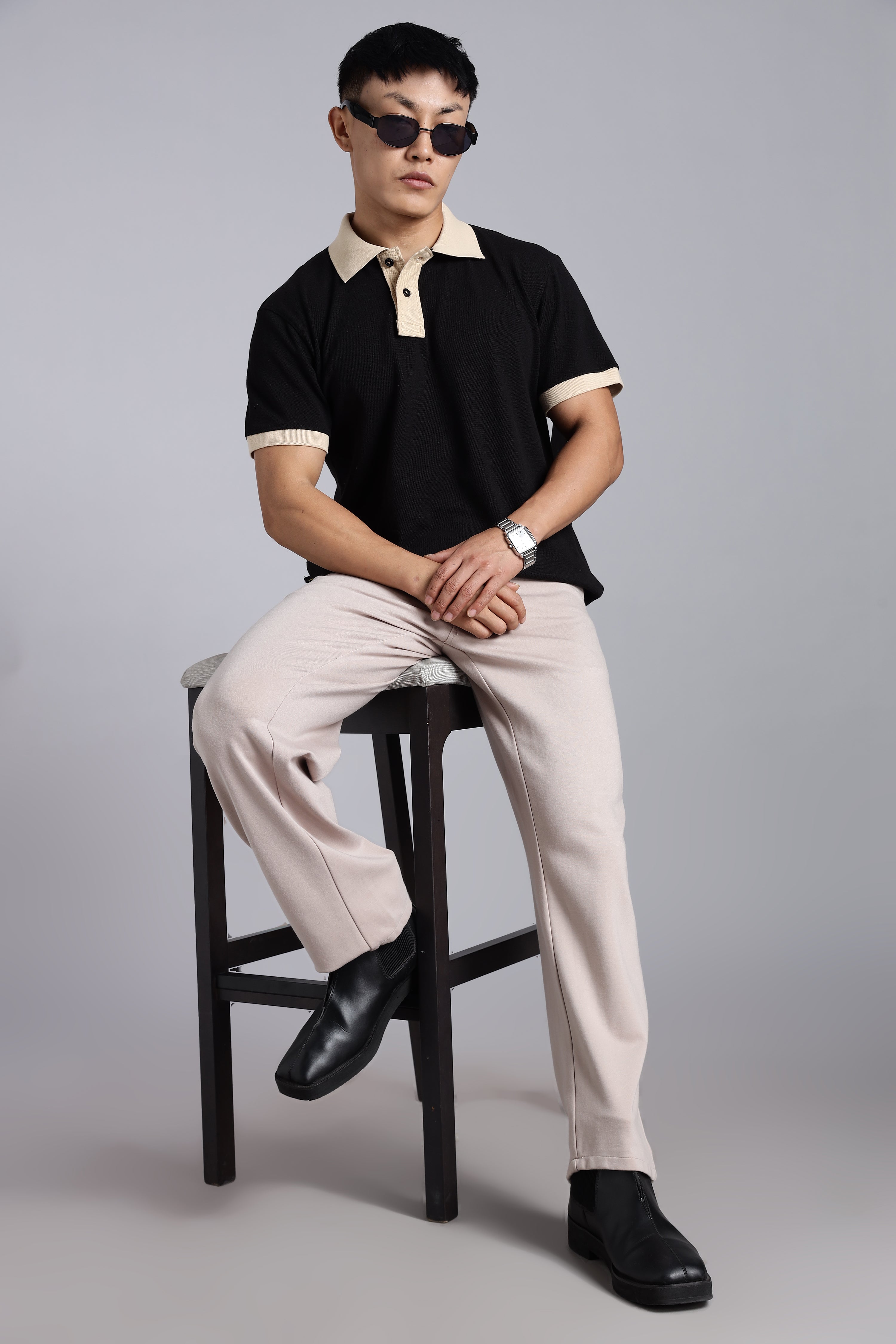Black contrast Polo T-shirt