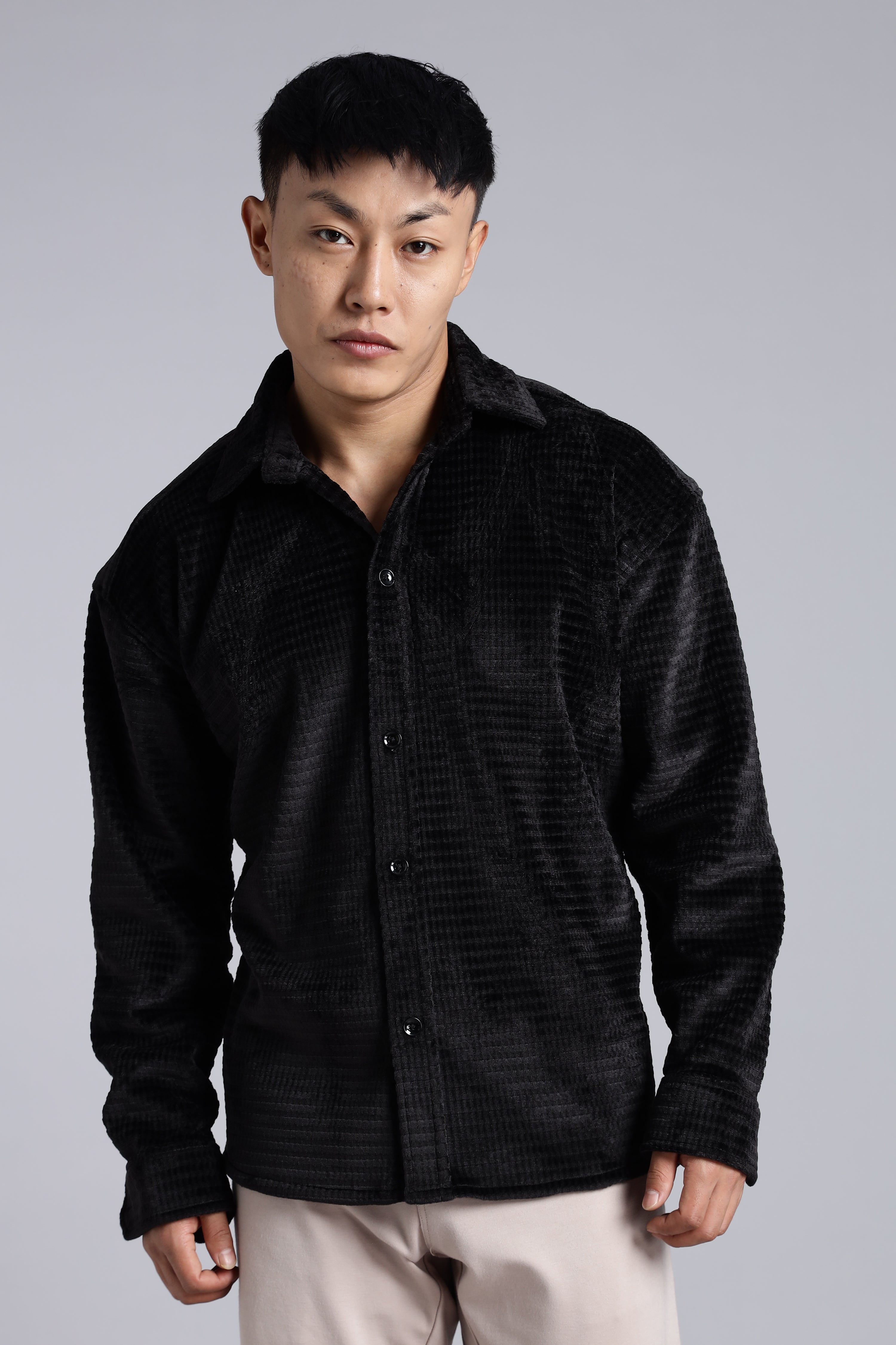 Rabbit Velvet Fabric Black Shirts