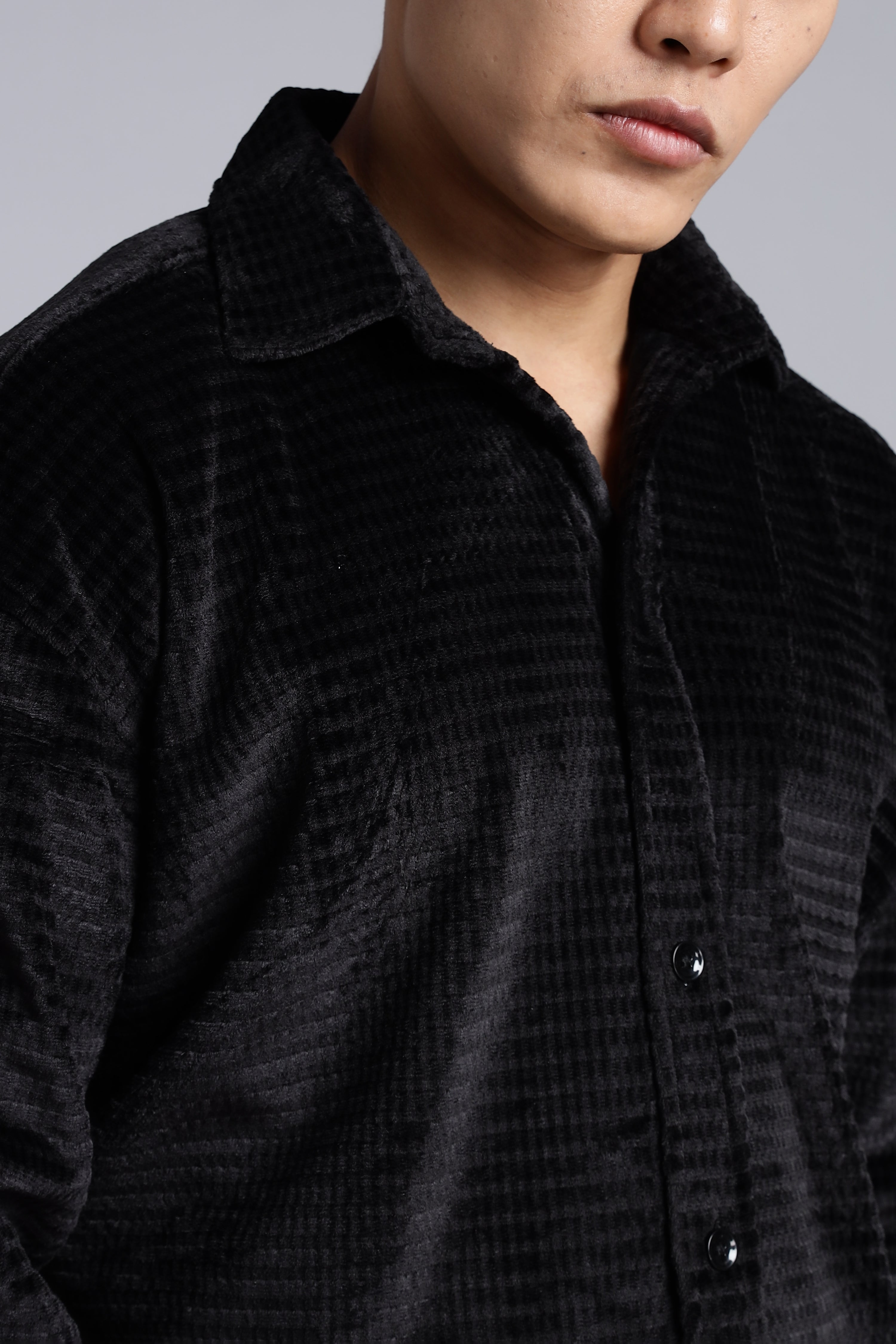 Rabbit Velvet Fabric Black Shirts