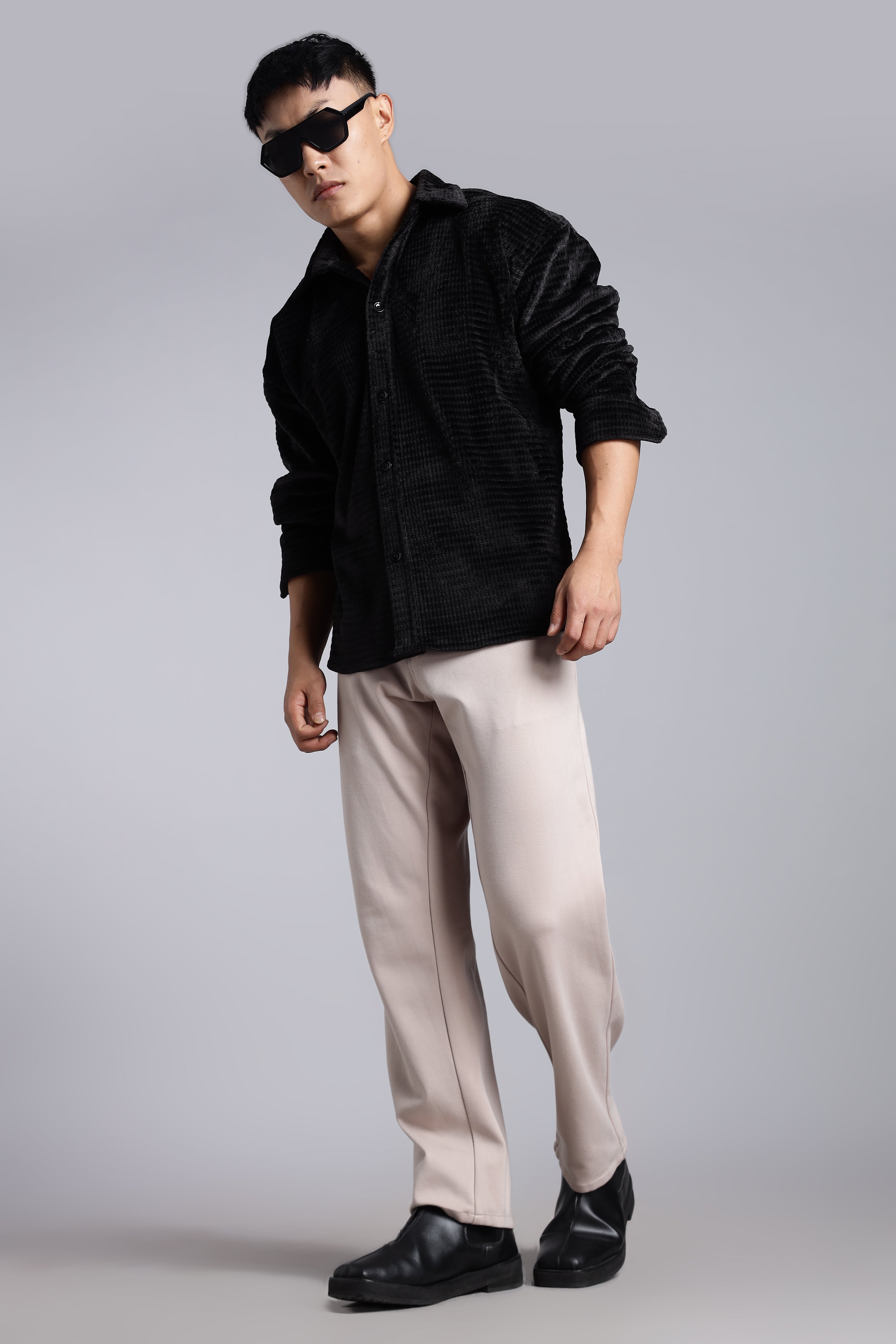 Rabbit Velvet Fabric Black Shirts
