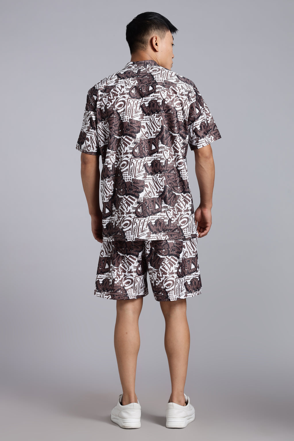 Brown Graffiti Print Cord-Sets