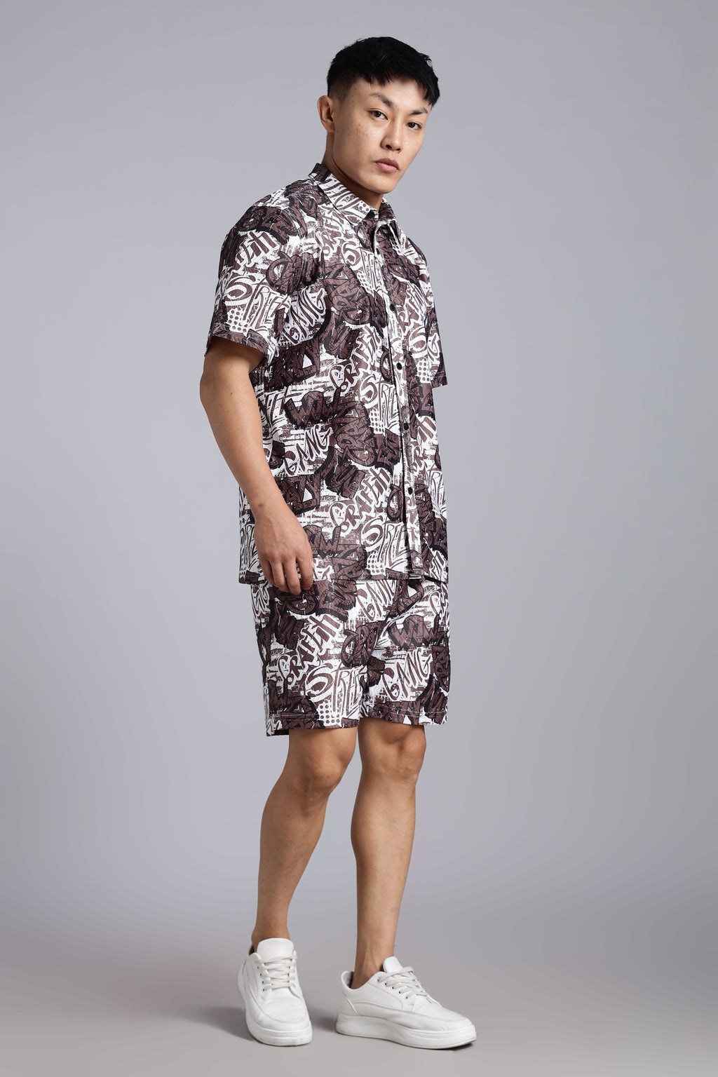 Brown Graffiti Print Cord-Sets