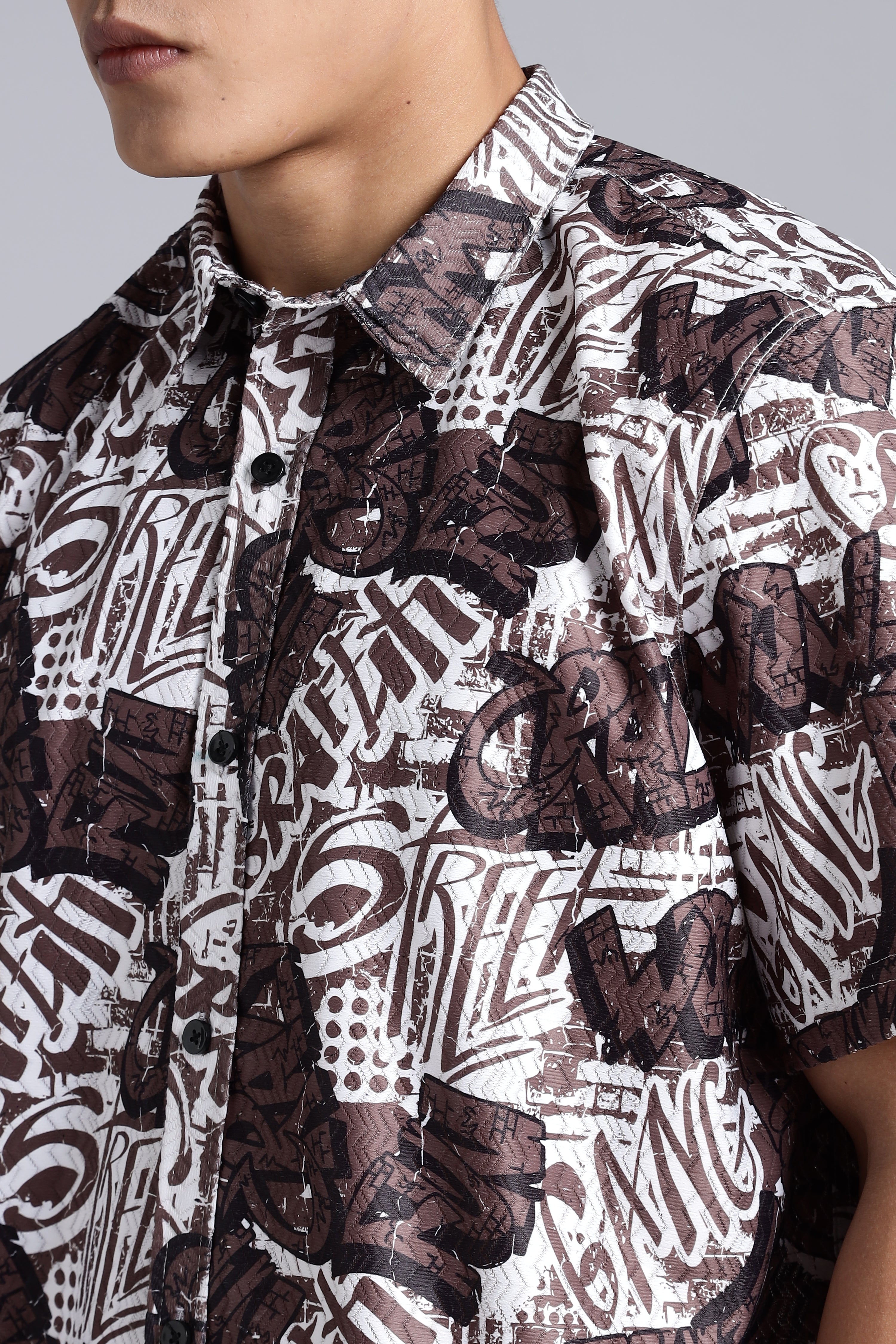 Brown Graffiti Print Cord-Sets
