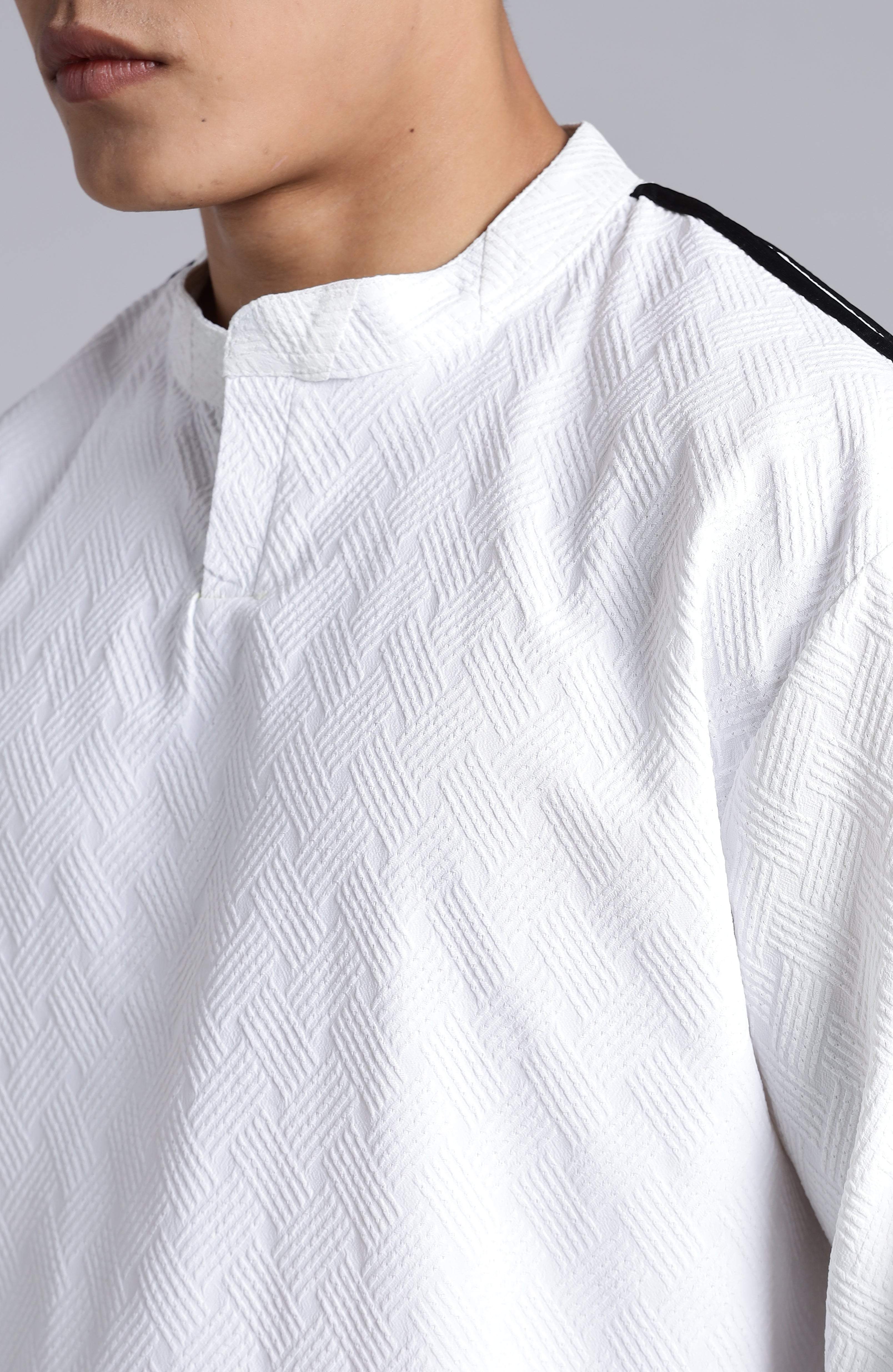 White Dobby Fabric Cord-set