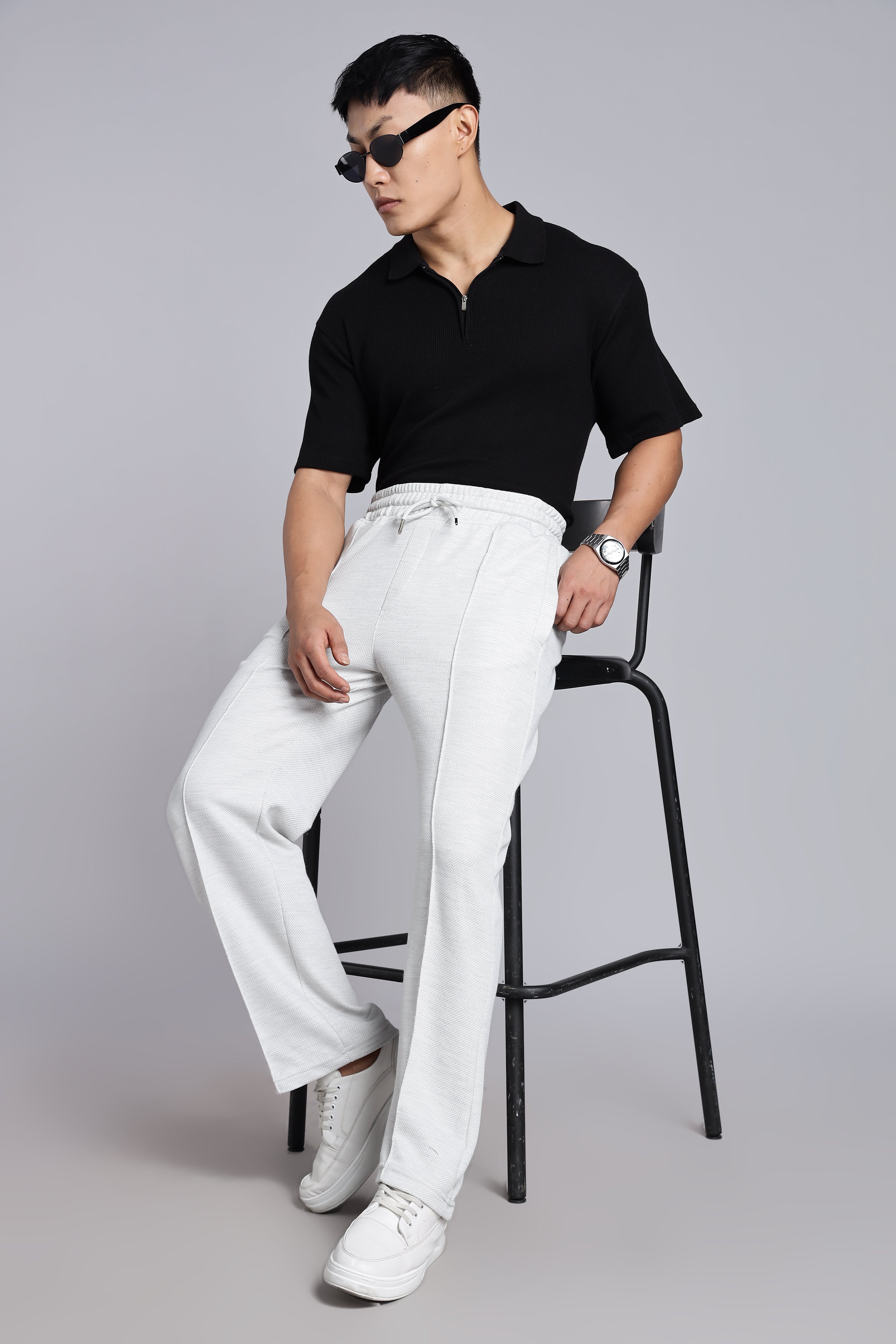 Melange Acru Fabric Trousers