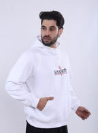 White Printed Heavy Hoodie