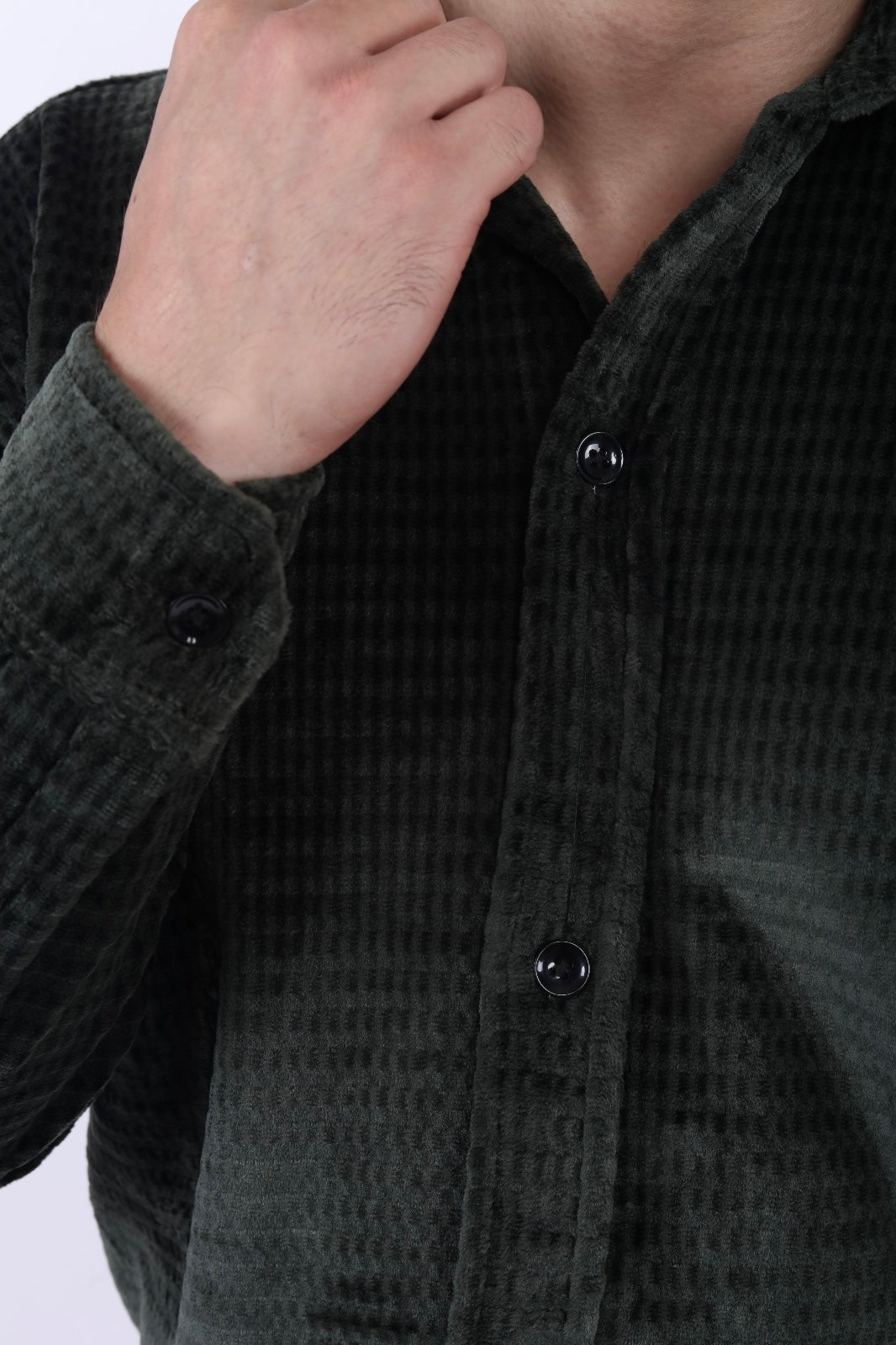 Rabbit Velvet Fabric Olive Shirt