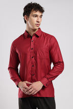 Wine Cotton Shirt