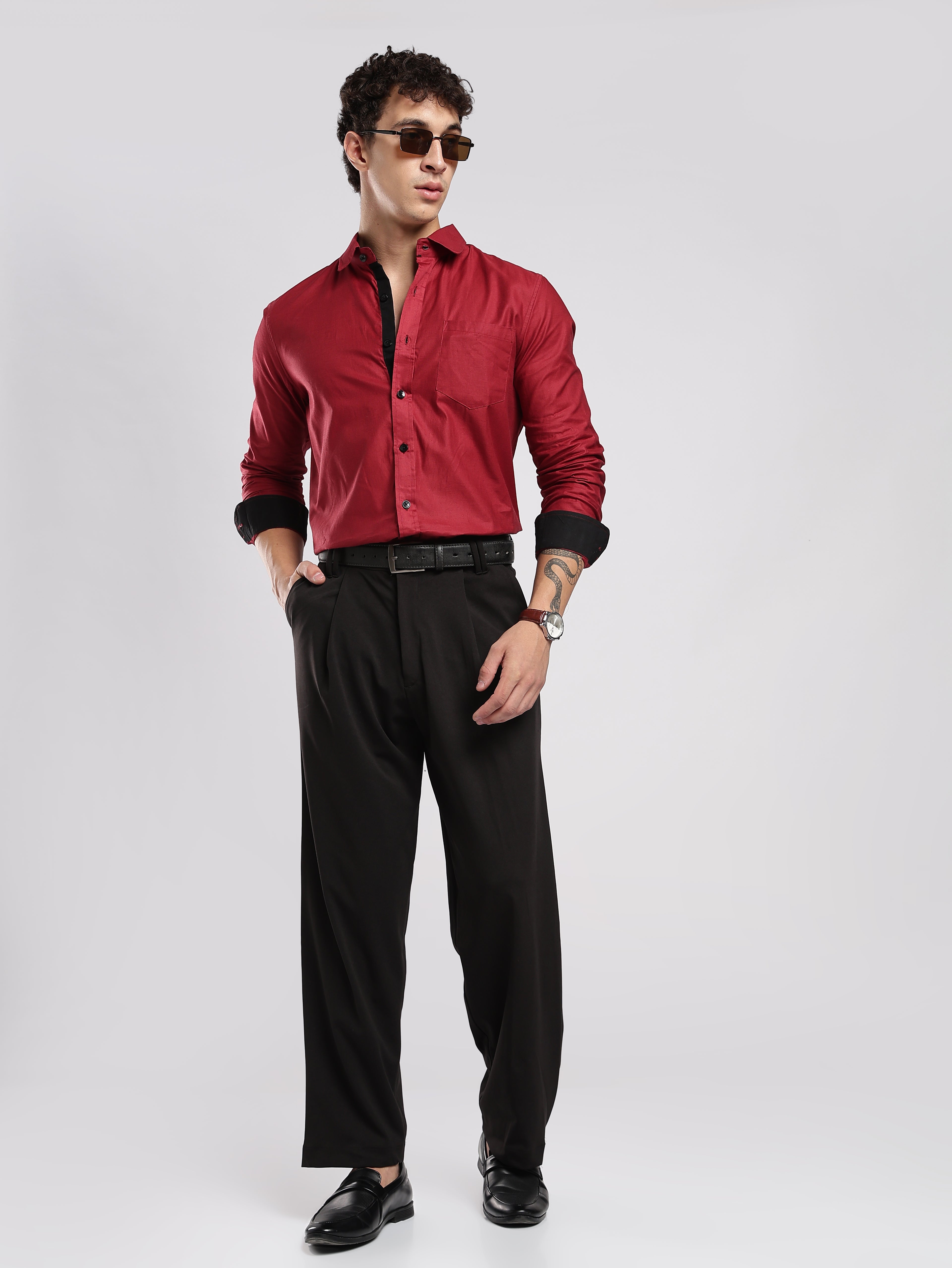 Wine Cotton Shirt