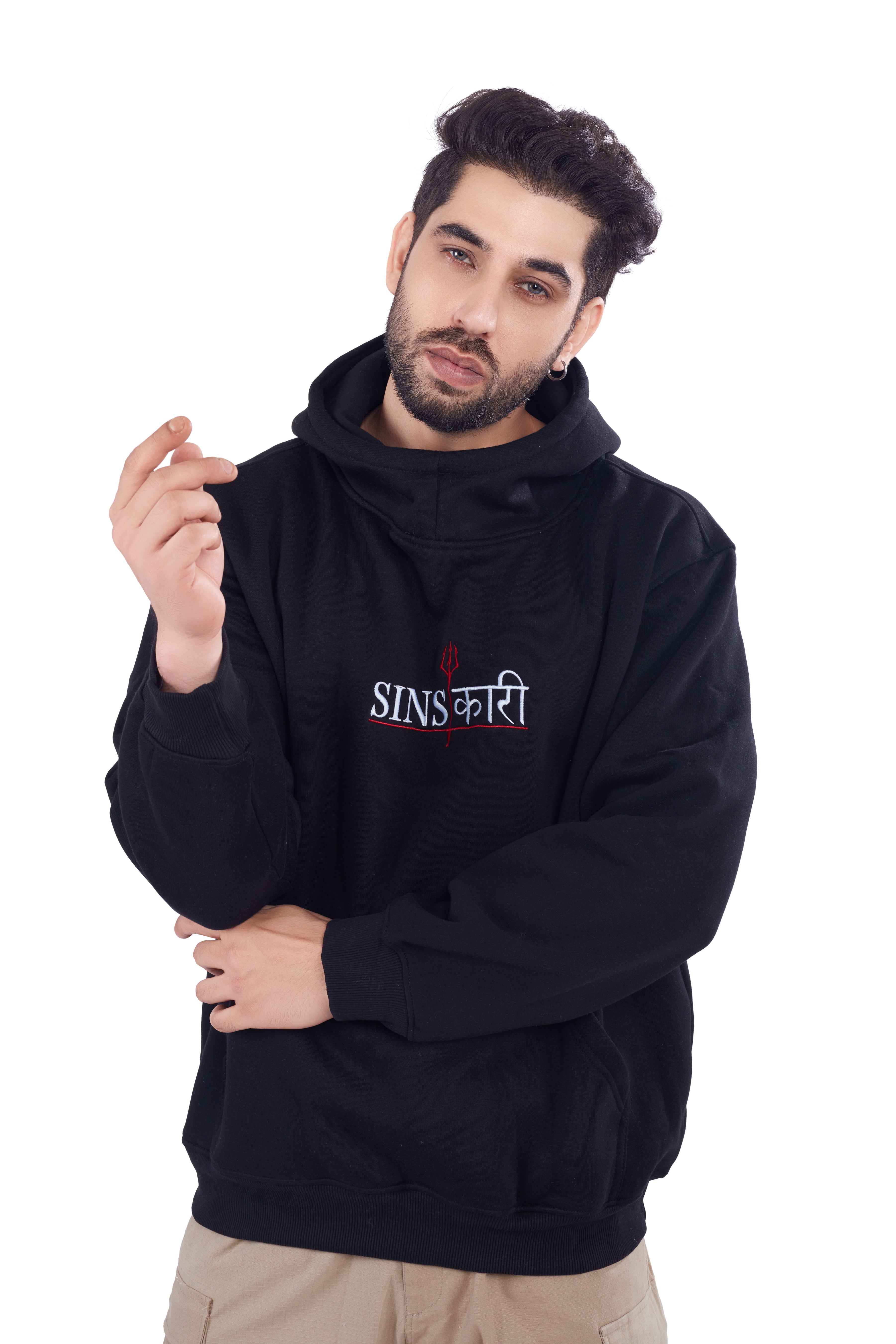 Black Solid Sinskari Crew Hoodie