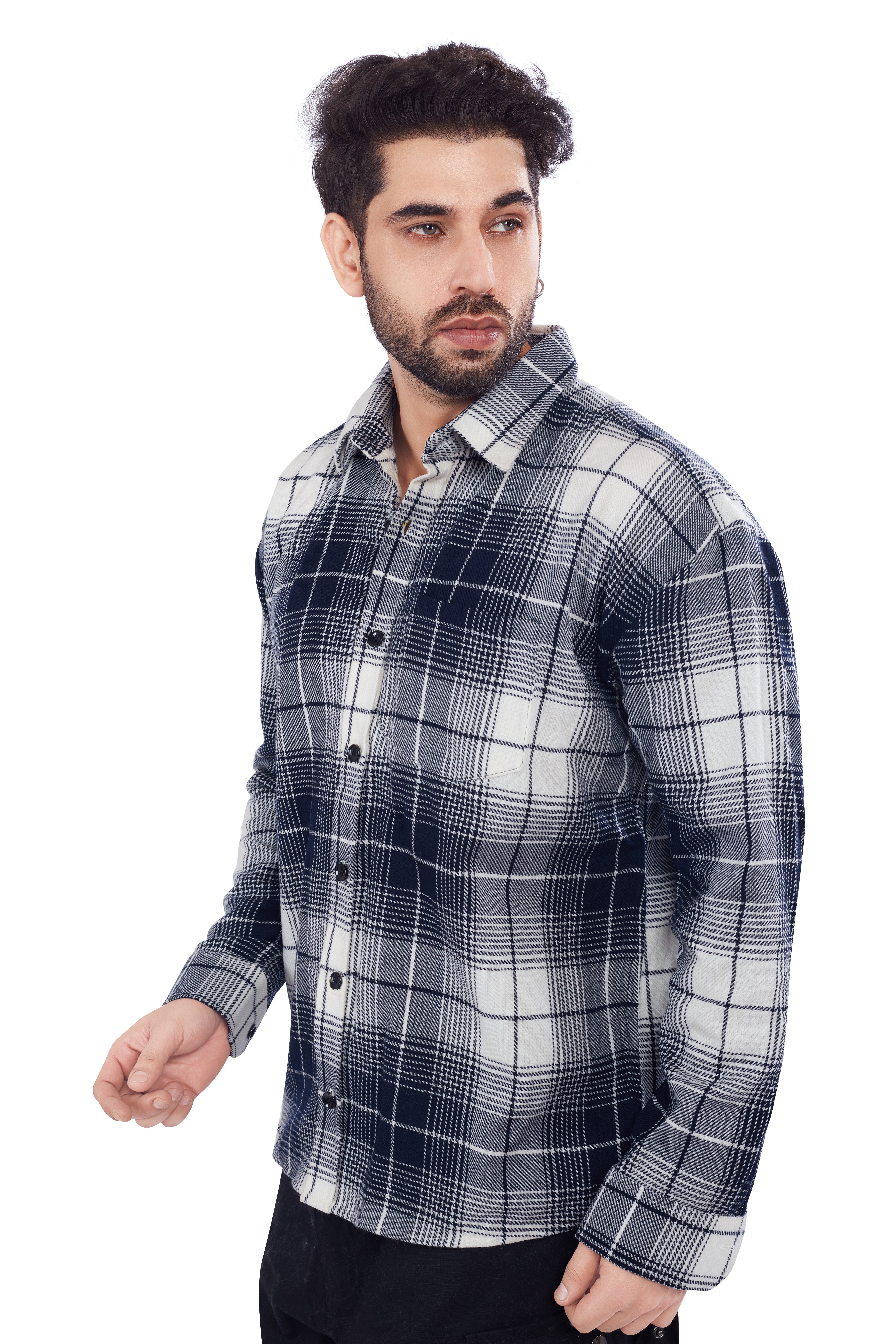 Navy Check Cashmelon Fabric Shirts