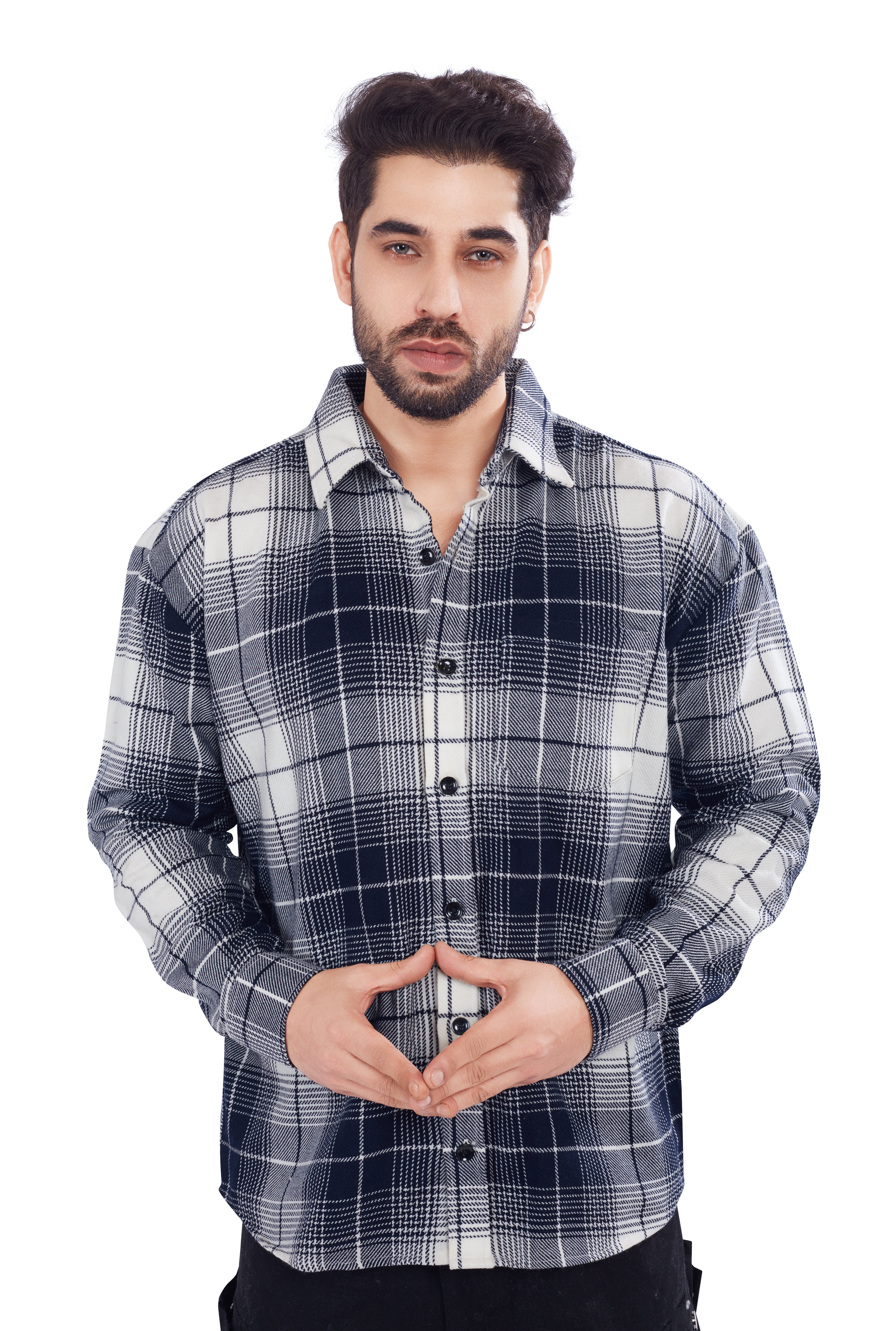 Navy Check Cashmelon Fabric Shirts