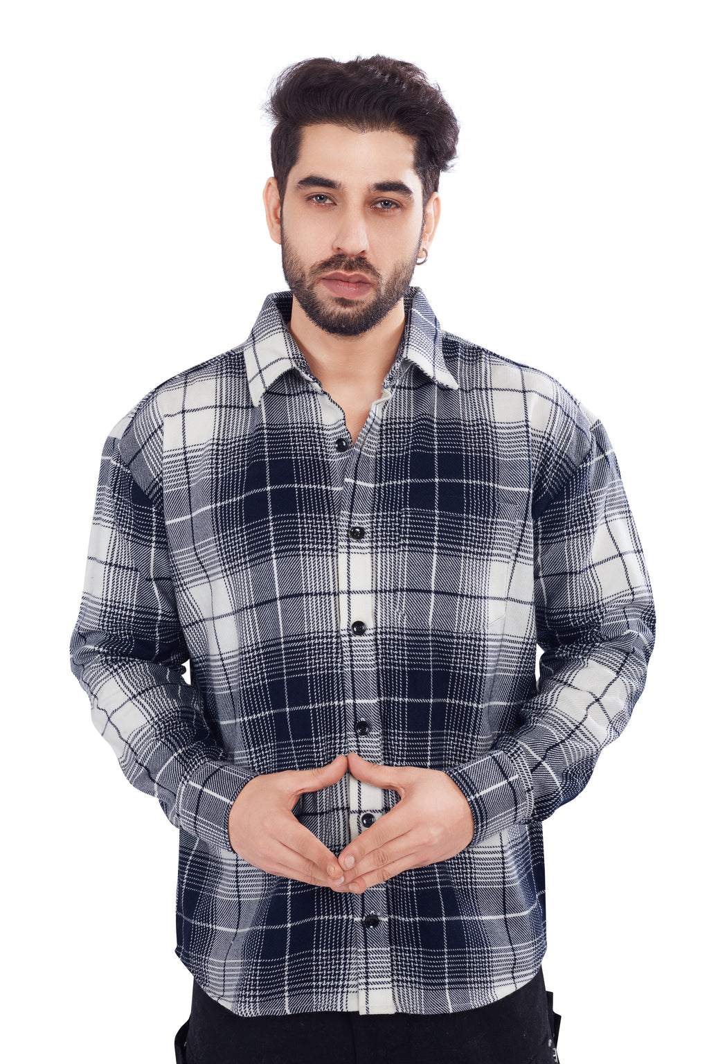 Navy Check Cashmelon Fabric Shirts