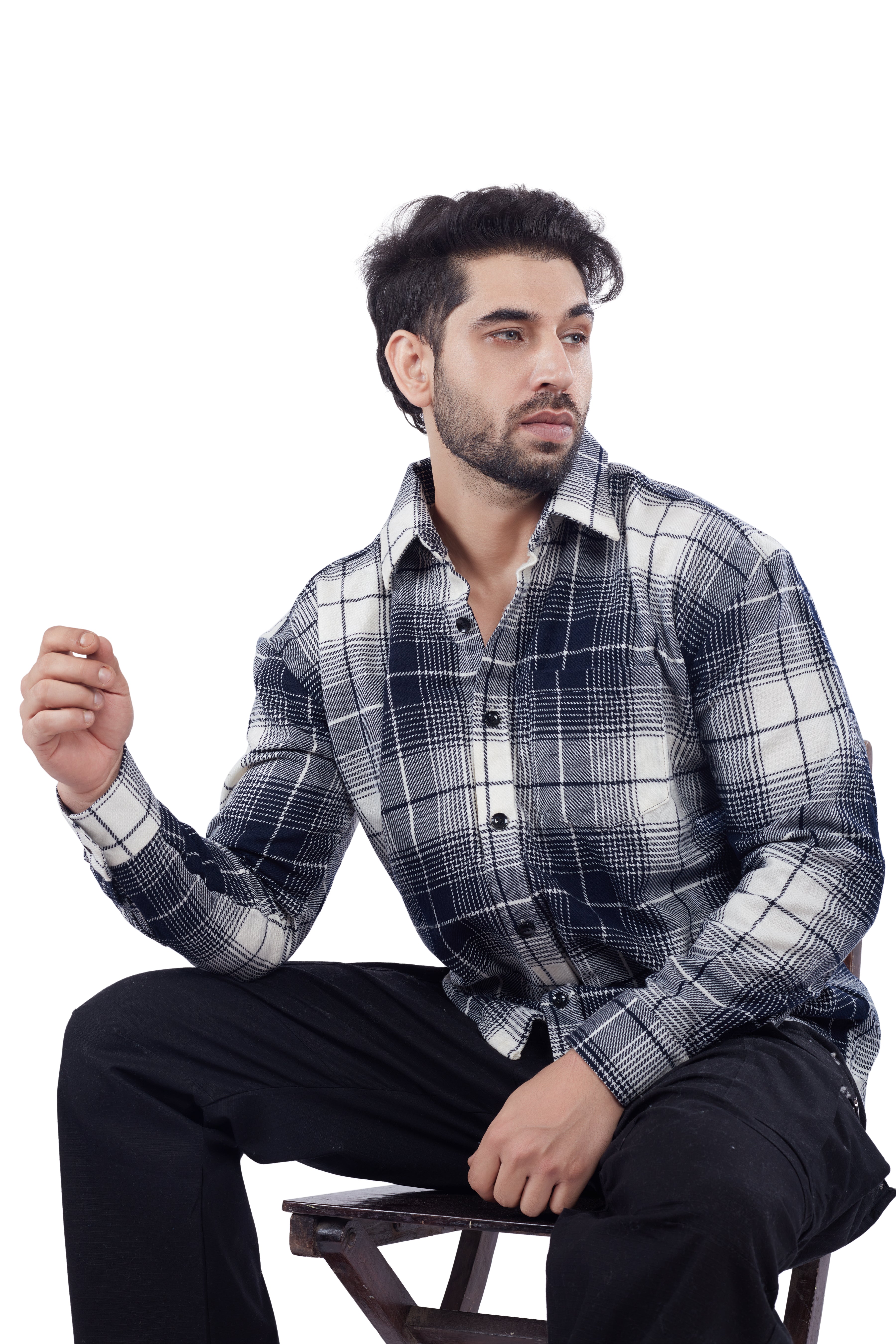 Navy Check Cashmelon Fabric Shirts Secondary image