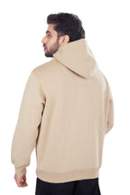 Beige Solid Crew Hoodie