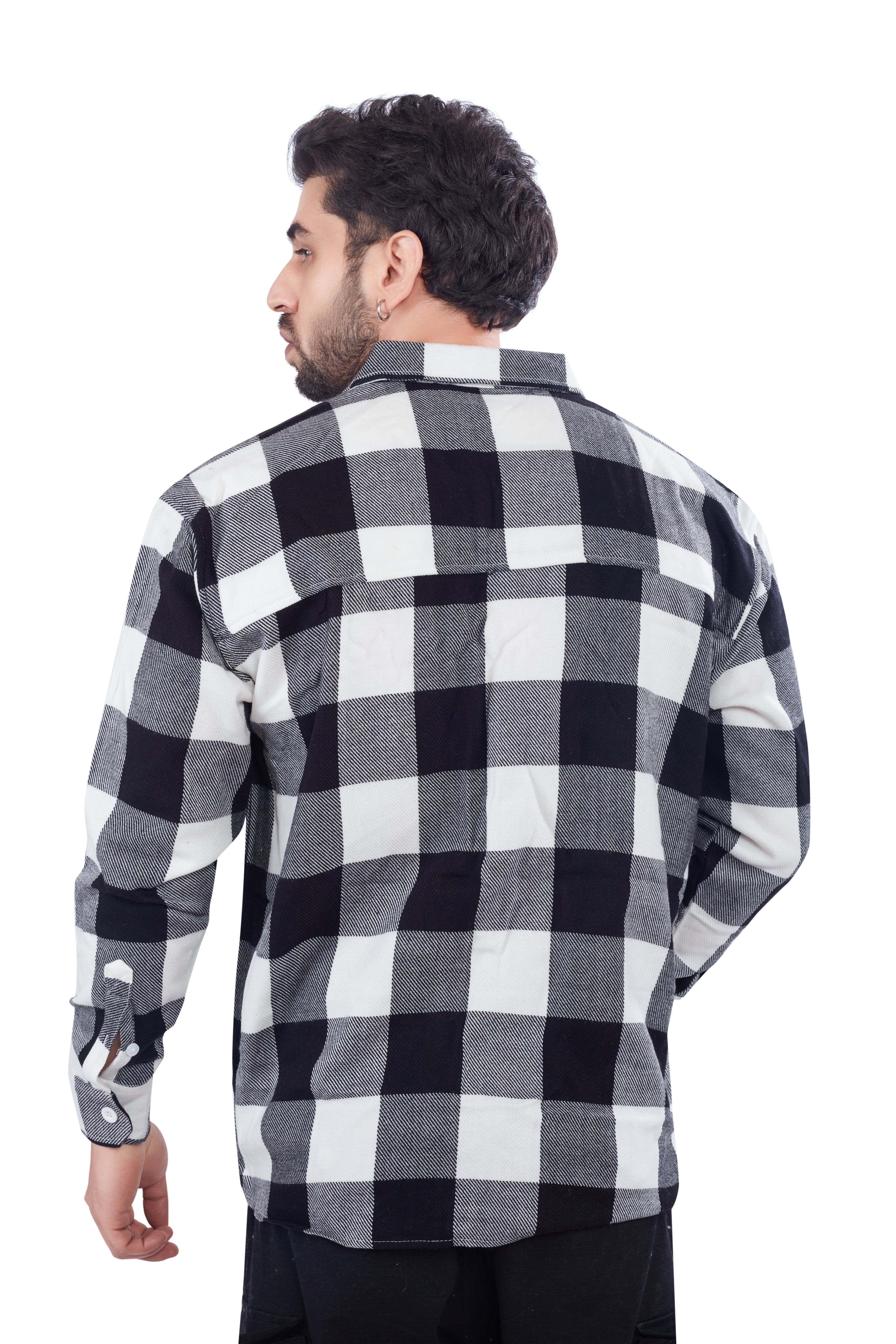 Black-White Check Cashmelon Fabric Shirts