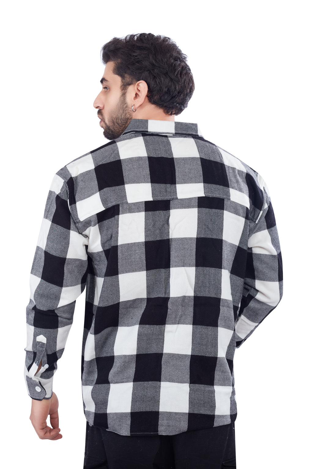 Black-White Check Cashmelon Fabric Shirts