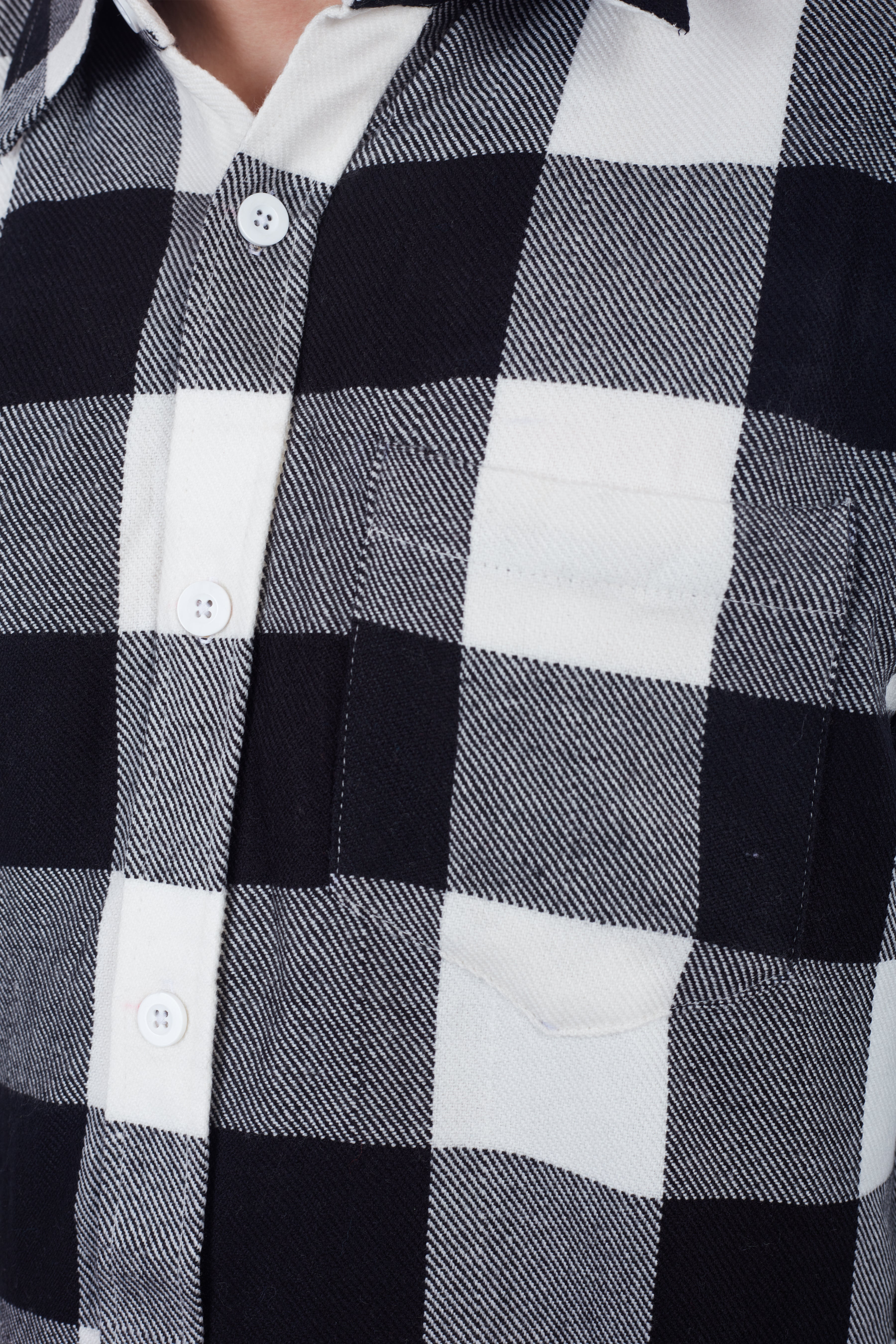 Black-White Check Cashmelon Fabric Shirts