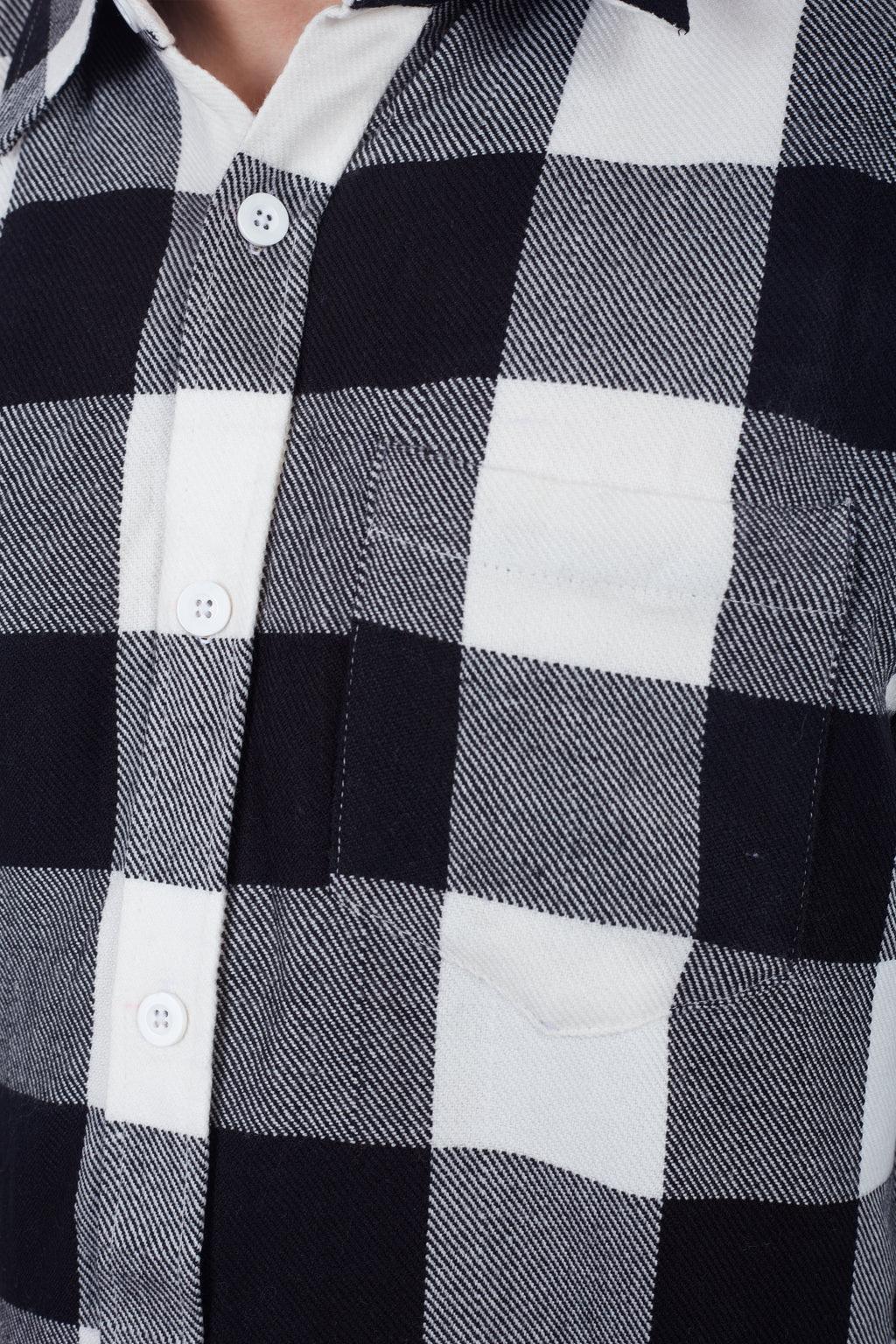 Black-White Check Cashmelon Fabric Shirts