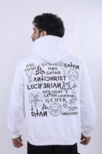 White Printed Heavy Hoodie